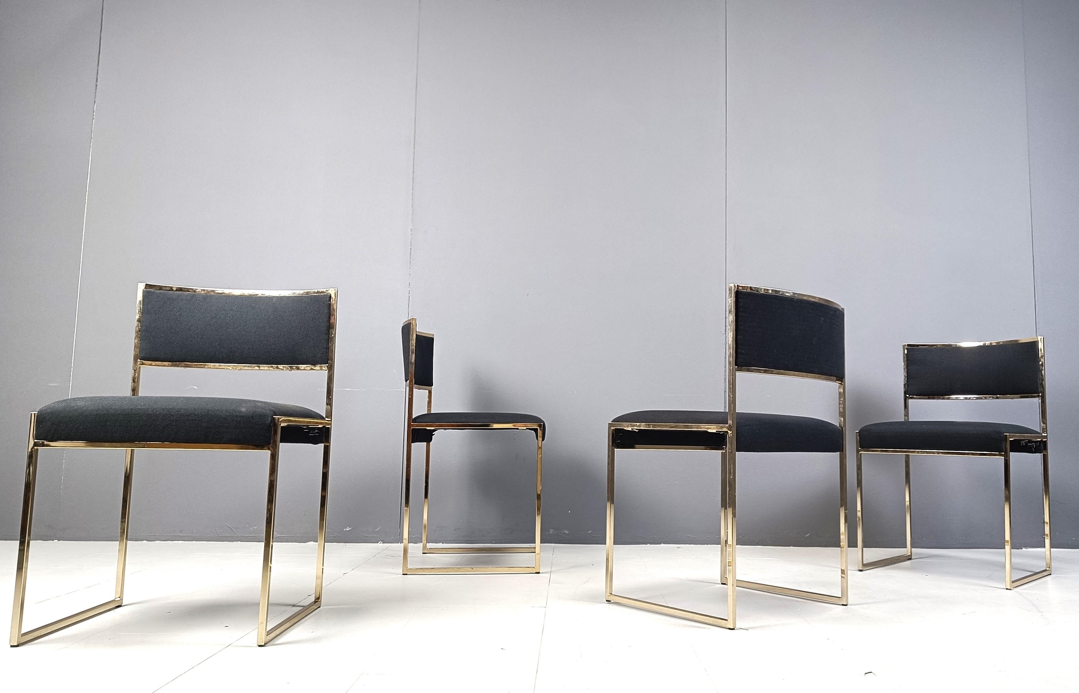 Vintage brass dining chairs by Willy Rizzo, 1970s 1