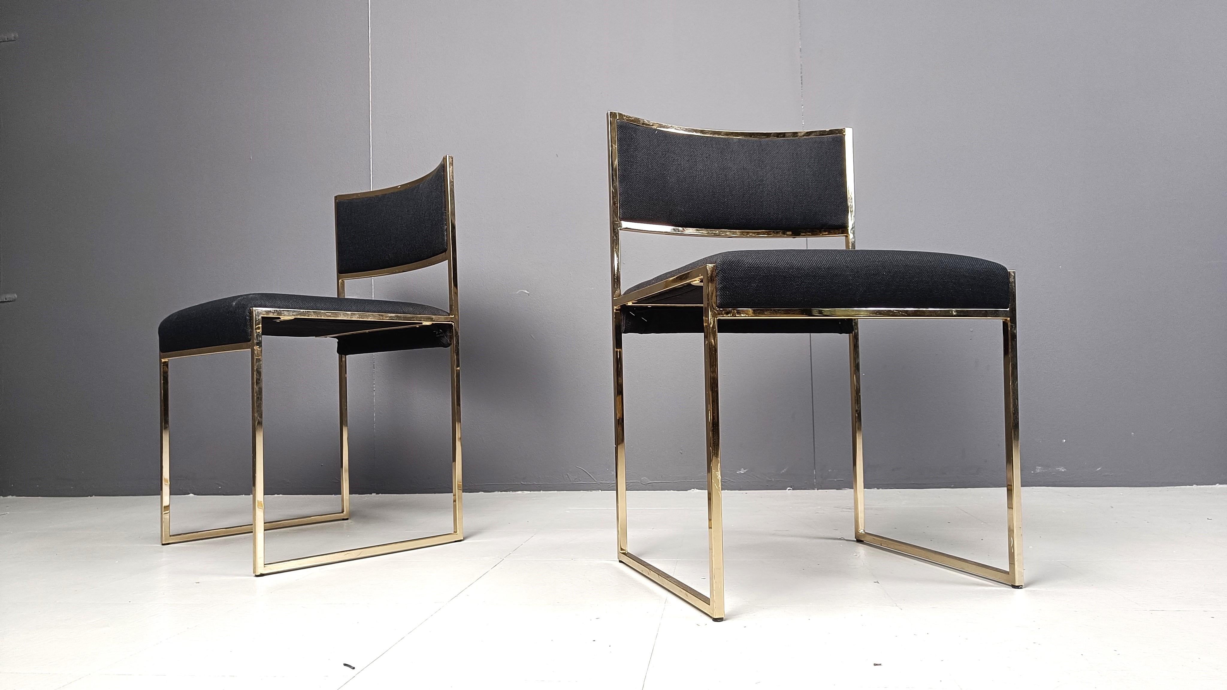 Vintage brass dining chairs by Willy Rizzo, 1970s 2