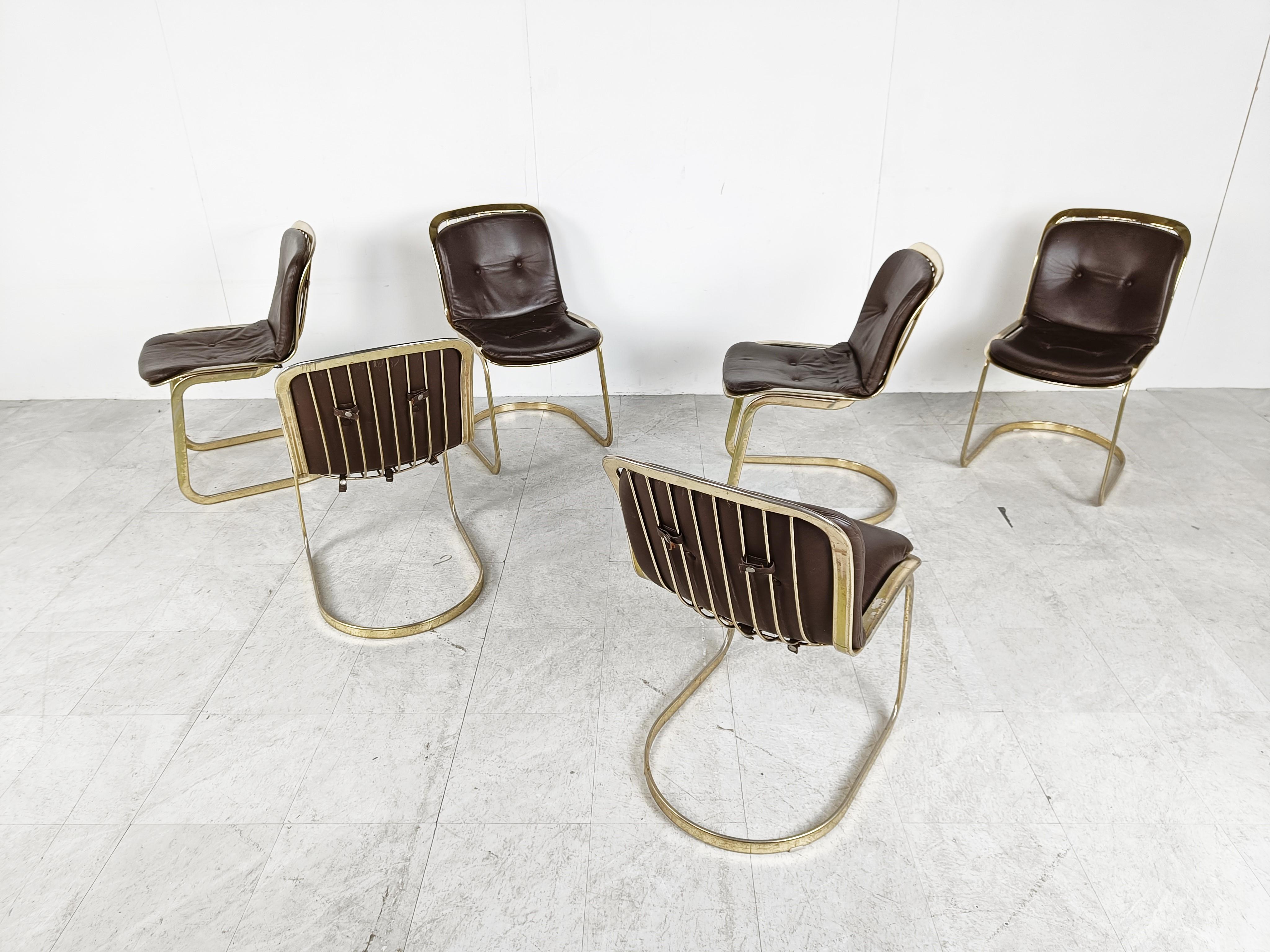 Vintage Brass Dining Chairs by Willy Rizzo for Cidue Set of 6, 1970s 4