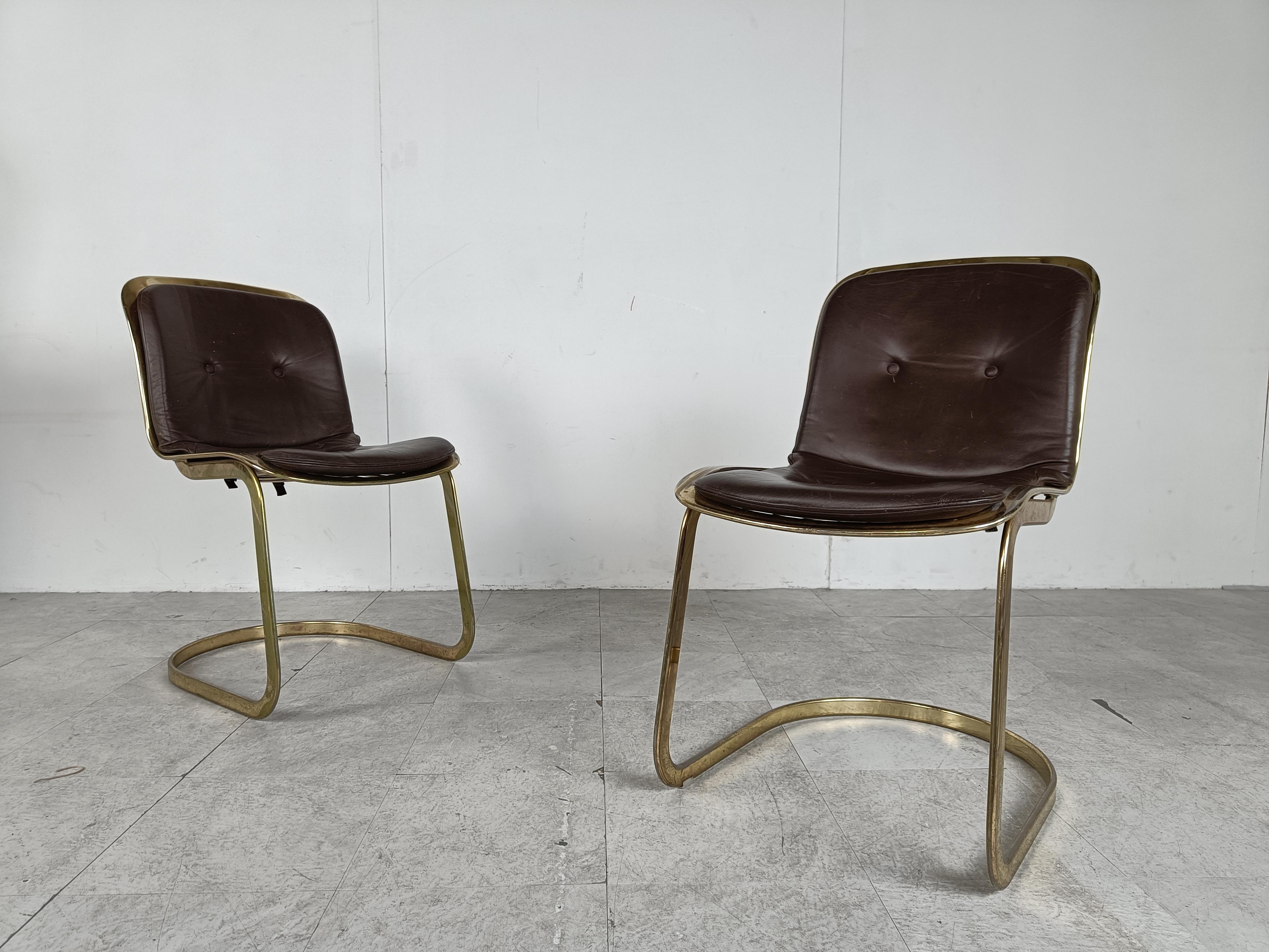Vintage Brass Dining Chairs by Willy Rizzo for Cidue Set of 6, 1970s 5