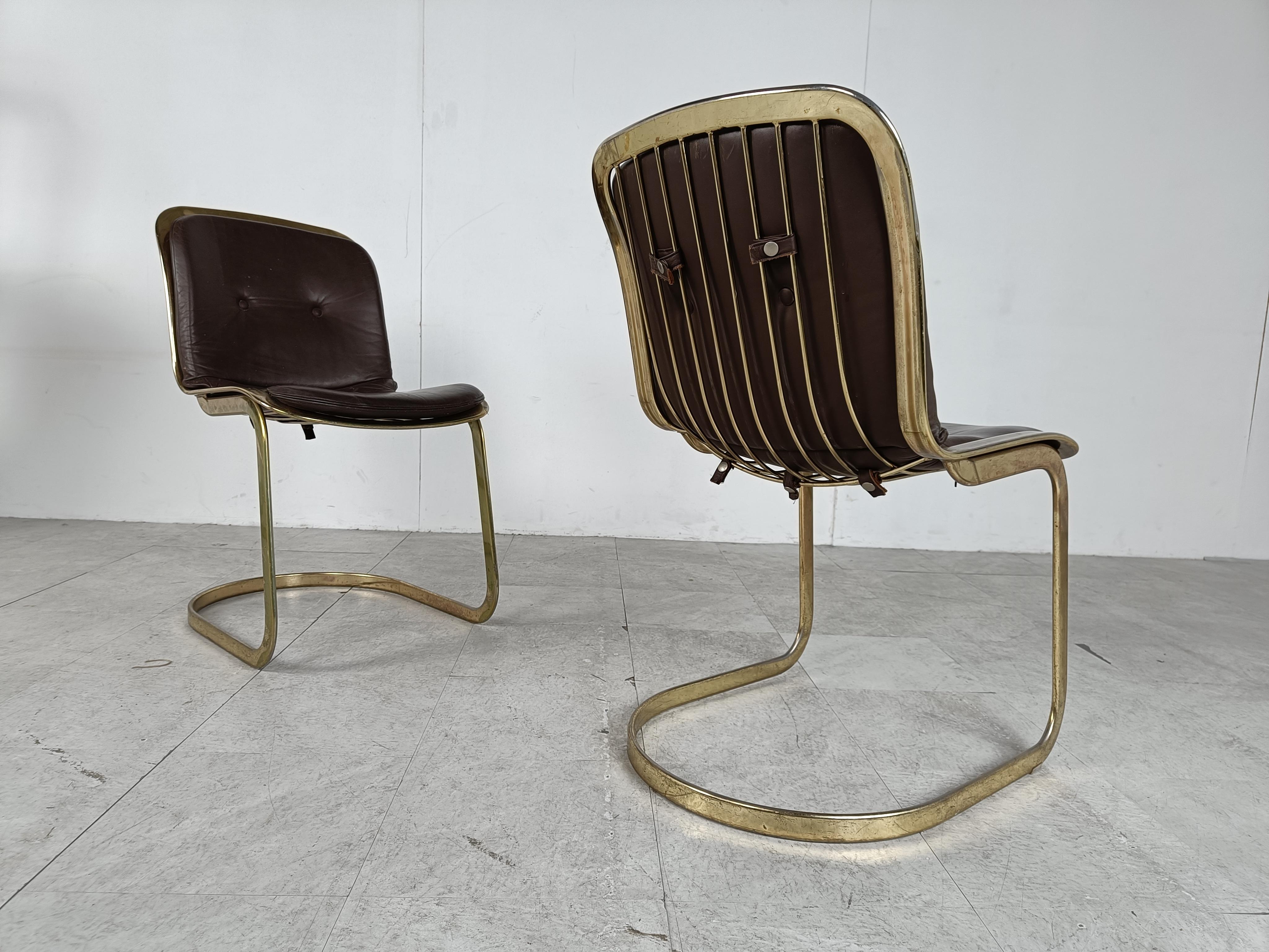 Vintage Brass Dining Chairs by Willy Rizzo for Cidue Set of 6, 1970s 6