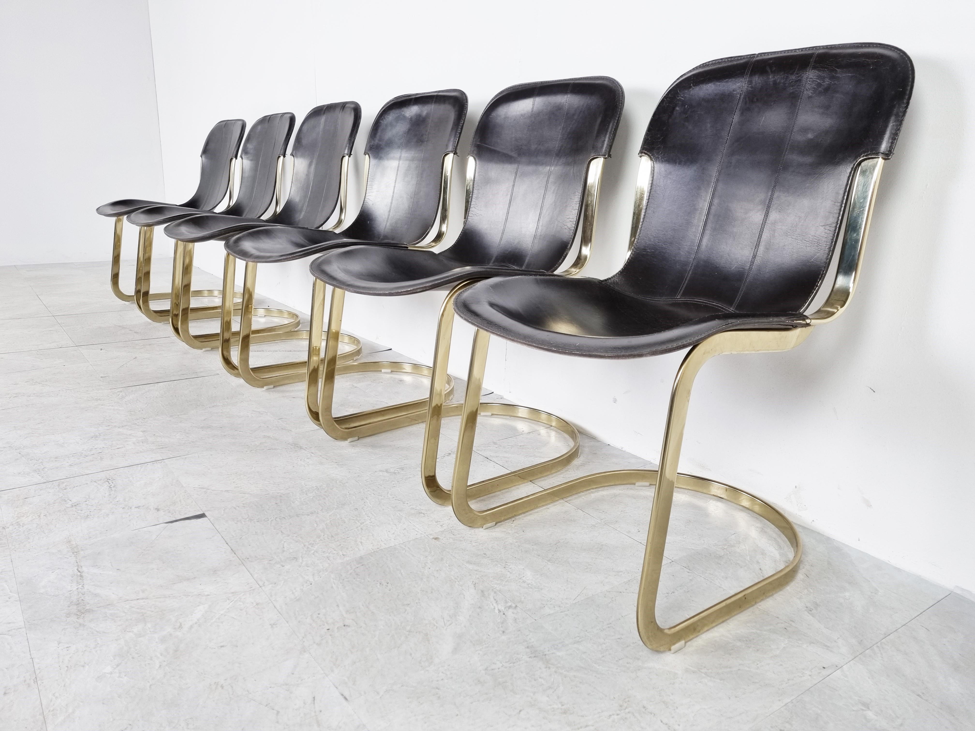 Vintage Brass Dining Chairs by Willy Rizzo for Cidue Set of 6, 1970s In Good Condition In HEVERLEE, BE