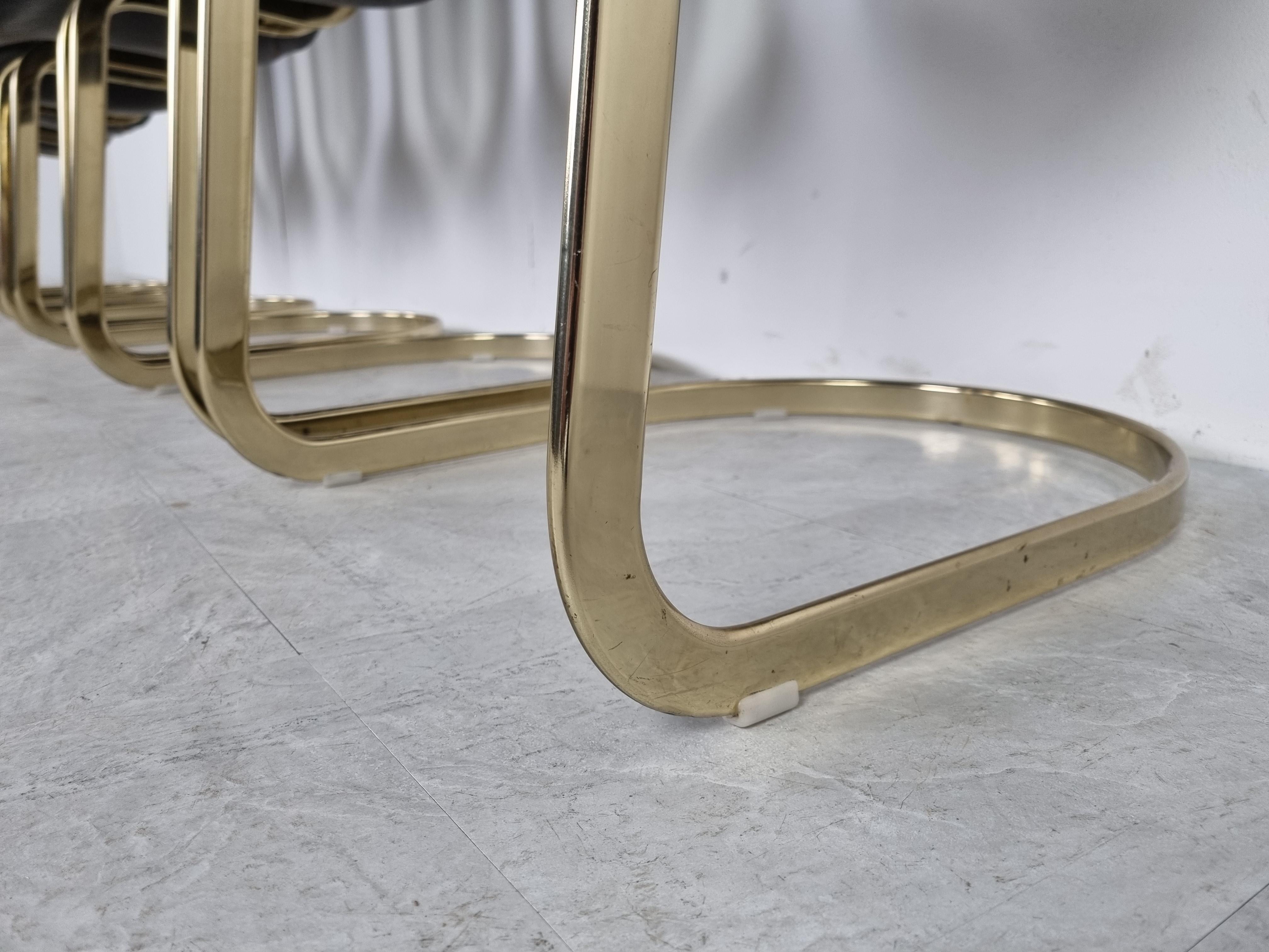 Late 20th Century Vintage Brass Dining Chairs by Willy Rizzo for Cidue Set of 6, 1970s