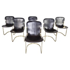 Vintage Brass Dining Chairs by Willy Rizzo for Cidue Set of 6, 1970s