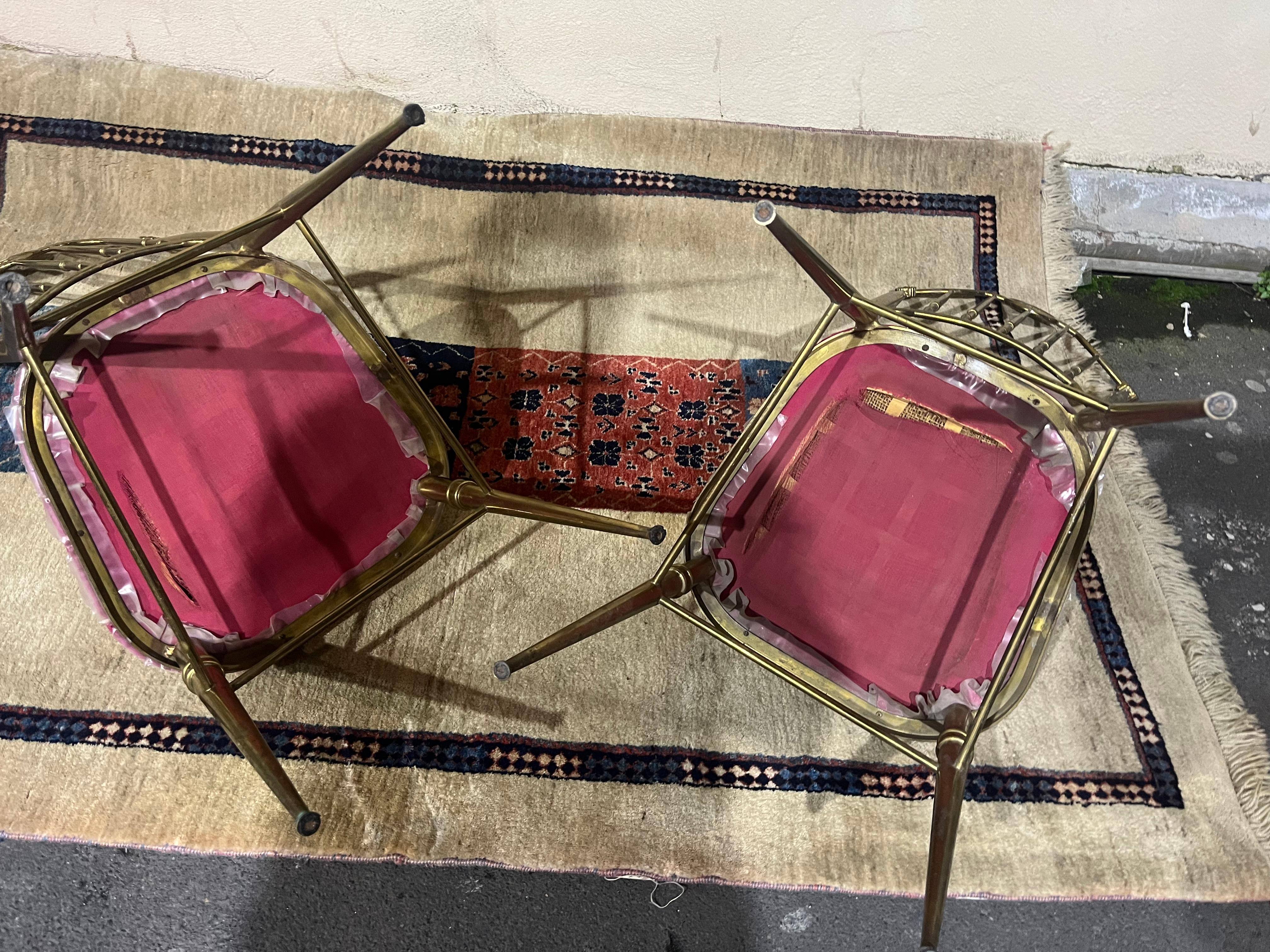 Sillas de comedor vintage de latón de Chiavari, Italia, años 50 en venta 5