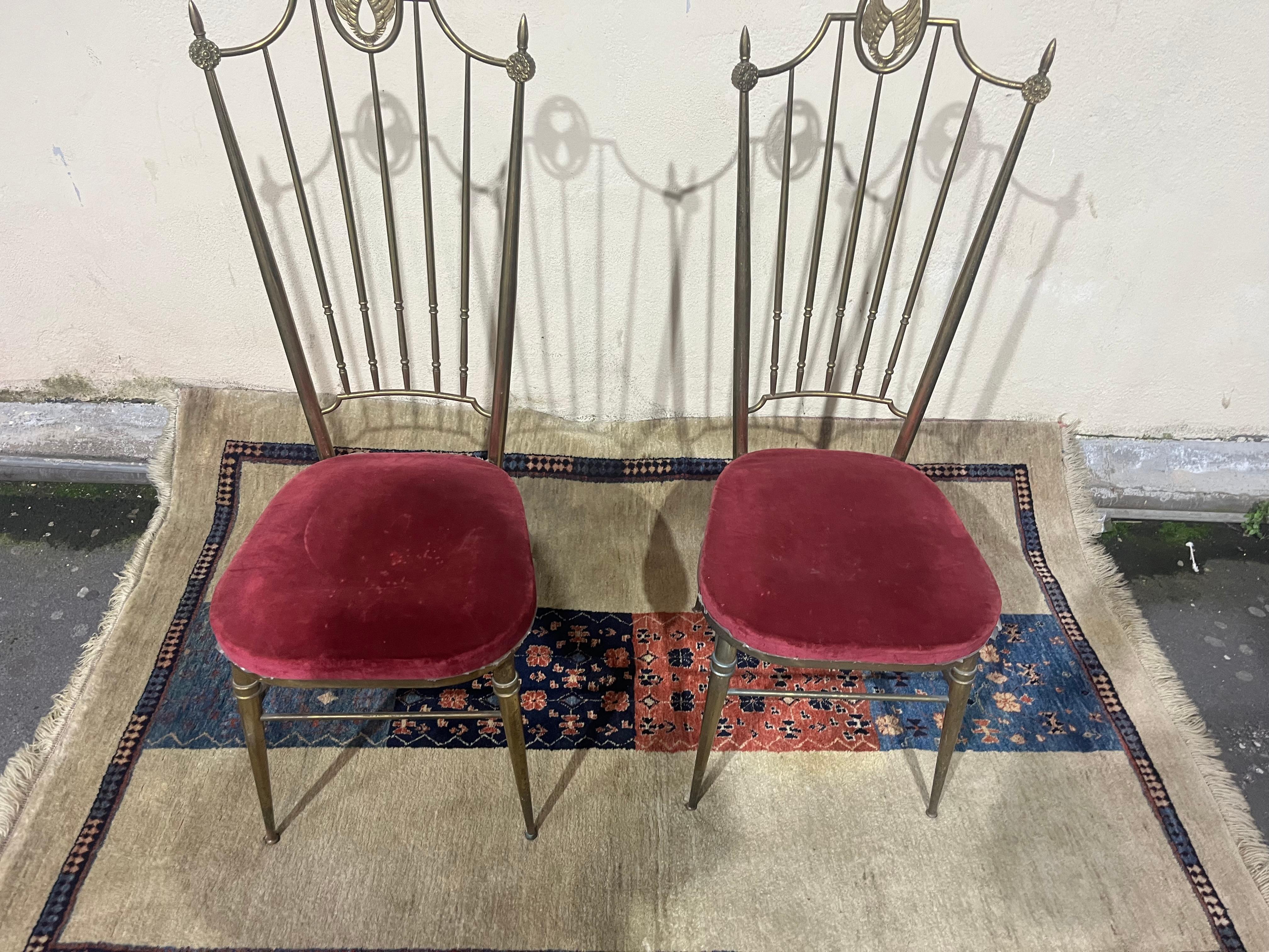 Sillas de comedor vintage de latón de Chiavari, Italia, años 50 Italian en venta