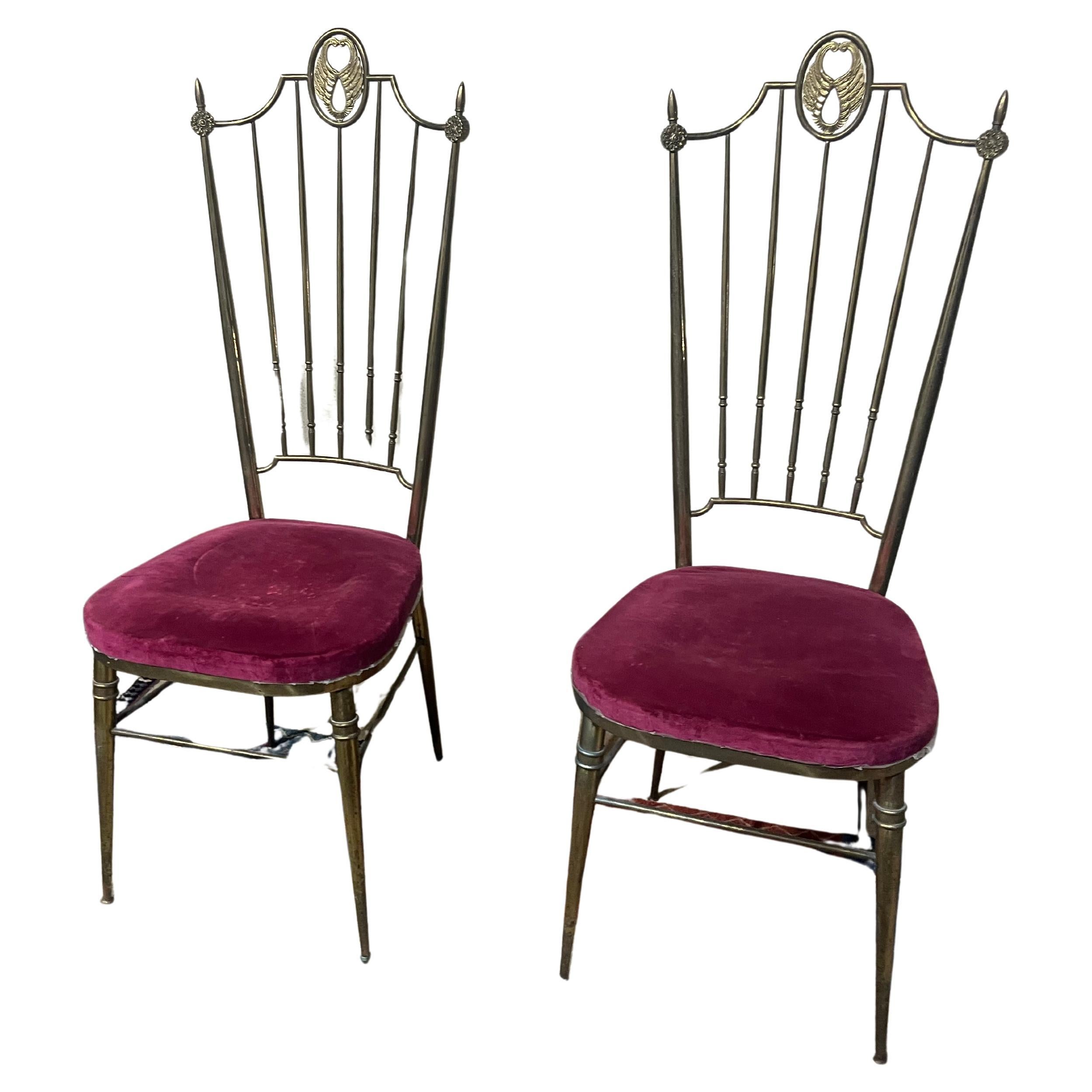 Vintage Brass Dining Chairs from Chiavari, Italy, 1950s