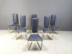 Vintage brass dining chairs, set of 6 - 1970s