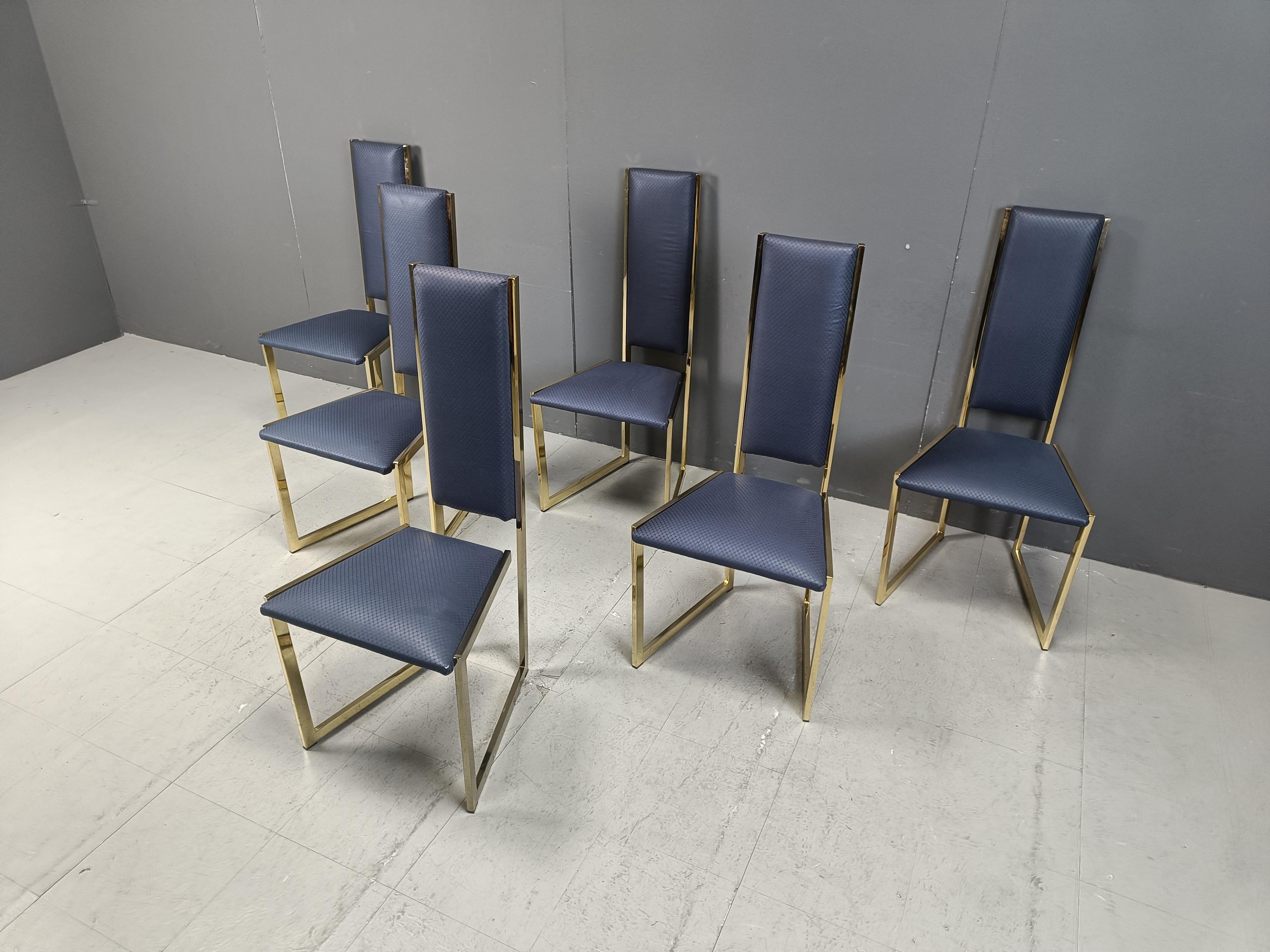 Vintage brass dining chairs, set of 6 - 1970s In Good Condition For Sale In Leuven, Vlaams Gewest