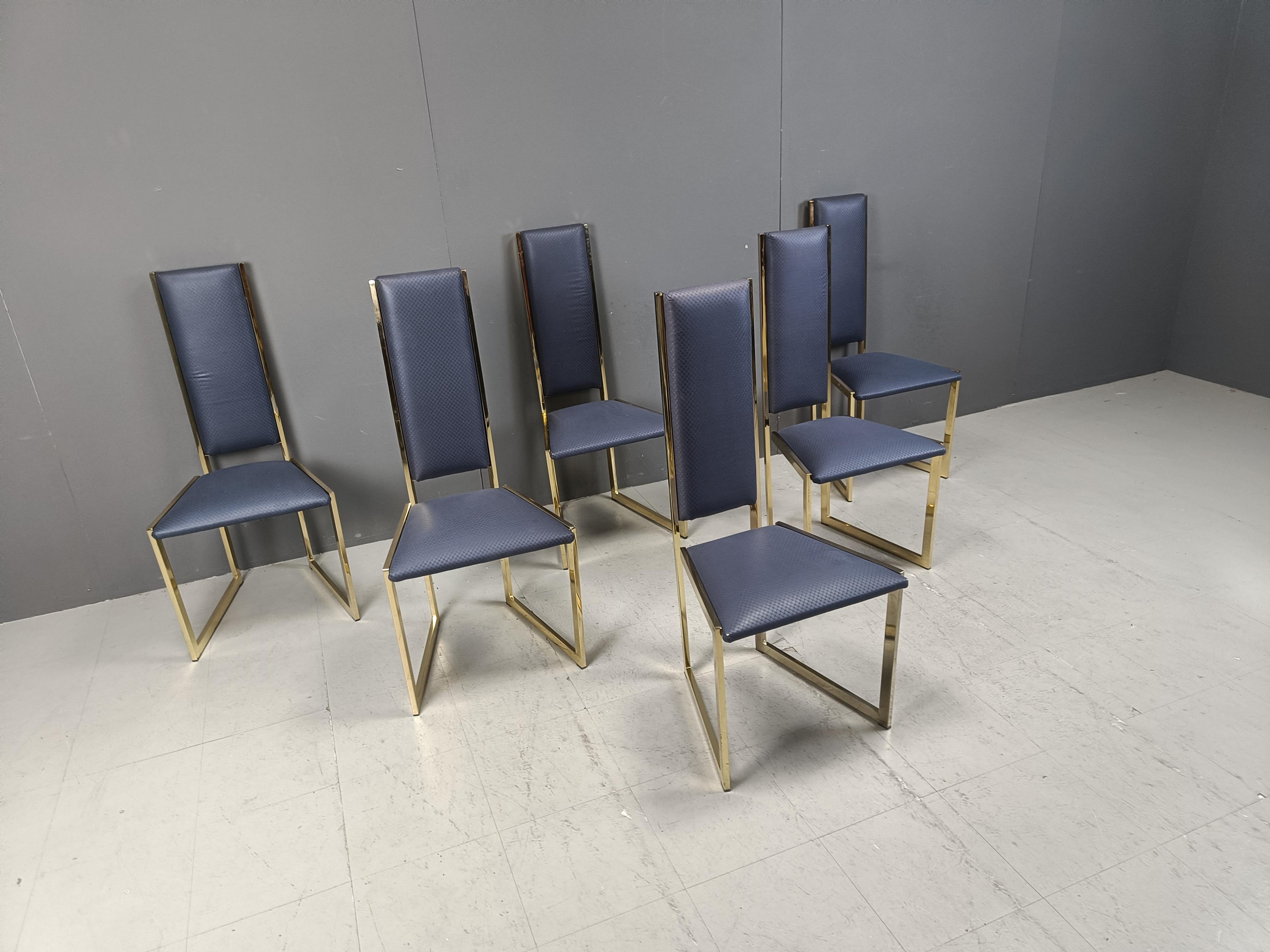 Late 20th Century Vintage brass dining chairs, set of 6 - 1970s For Sale