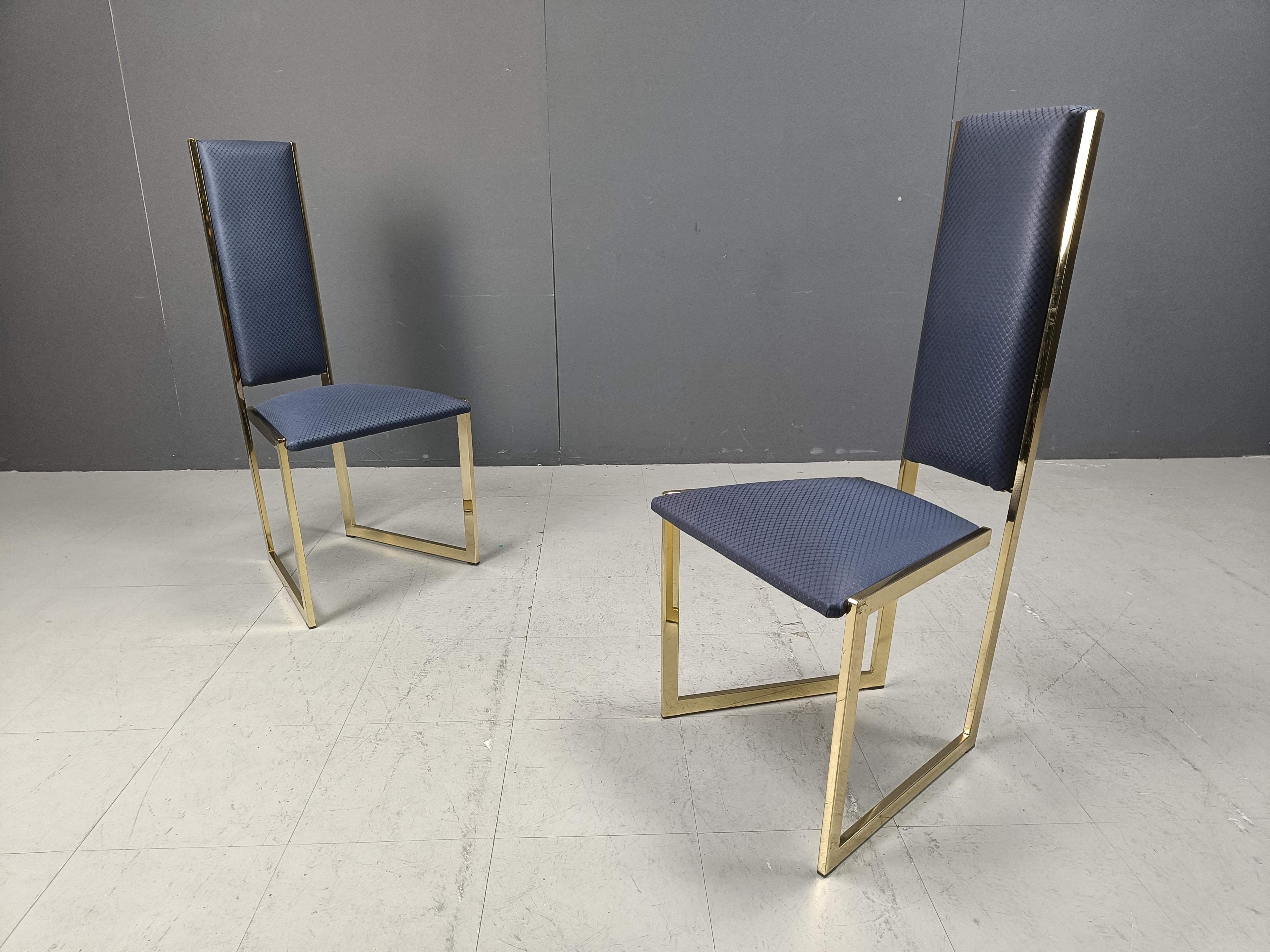 Vintage brass dining chairs, set of 6 - 1970s For Sale 1