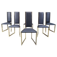 Vintage brass dining chairs, set of 6 - 1970s