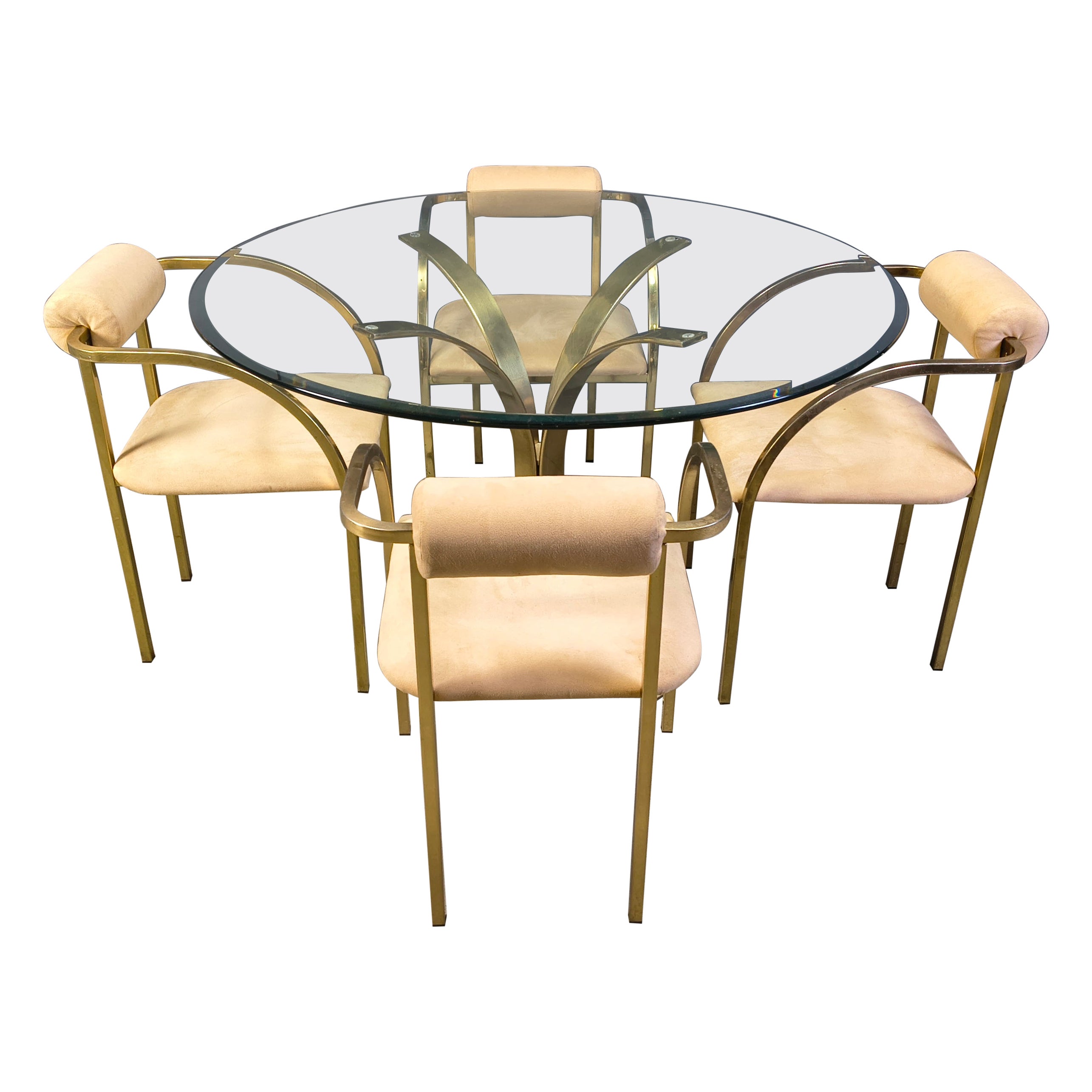 Vintage brass dining set by Belgochrom, 1970s