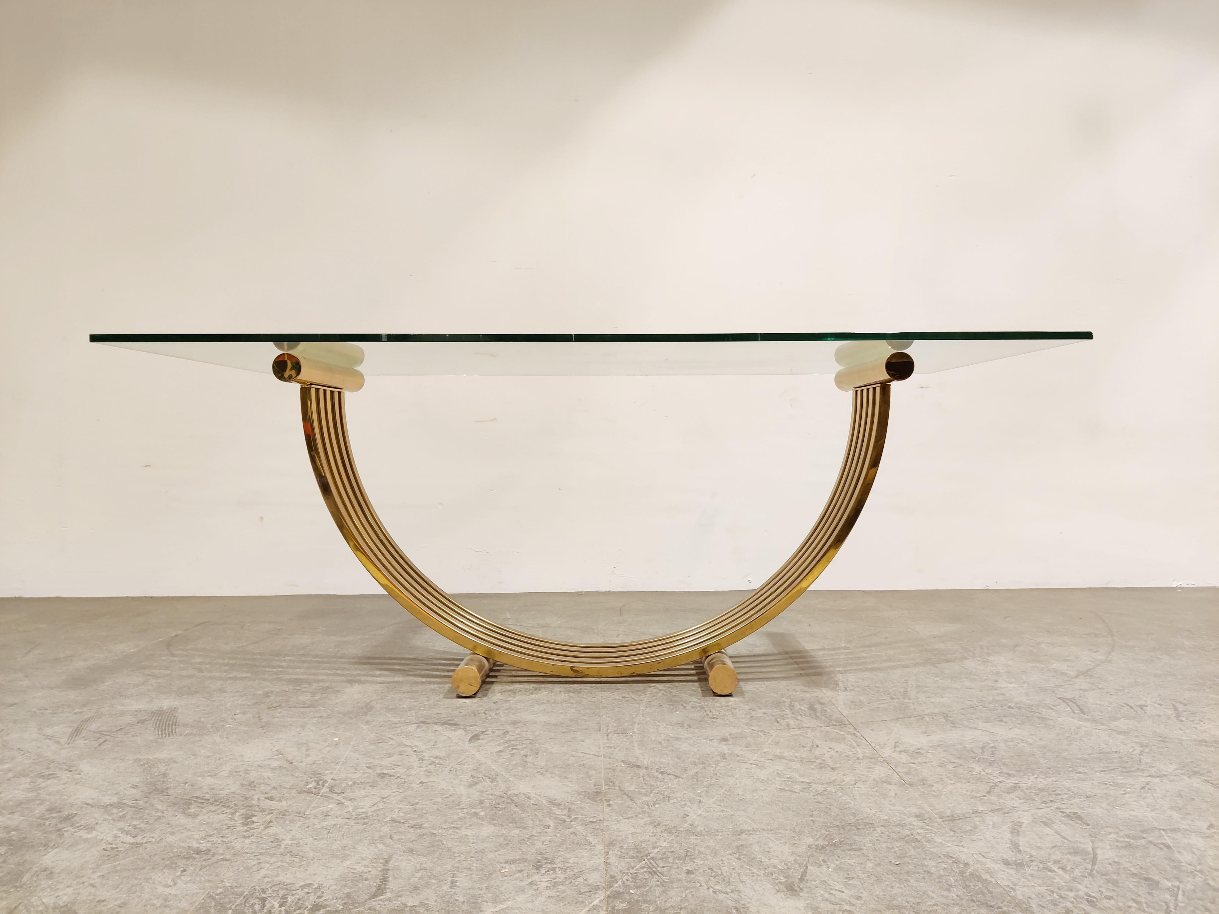 Belgian Vintage Brass Dining Table, 1970s