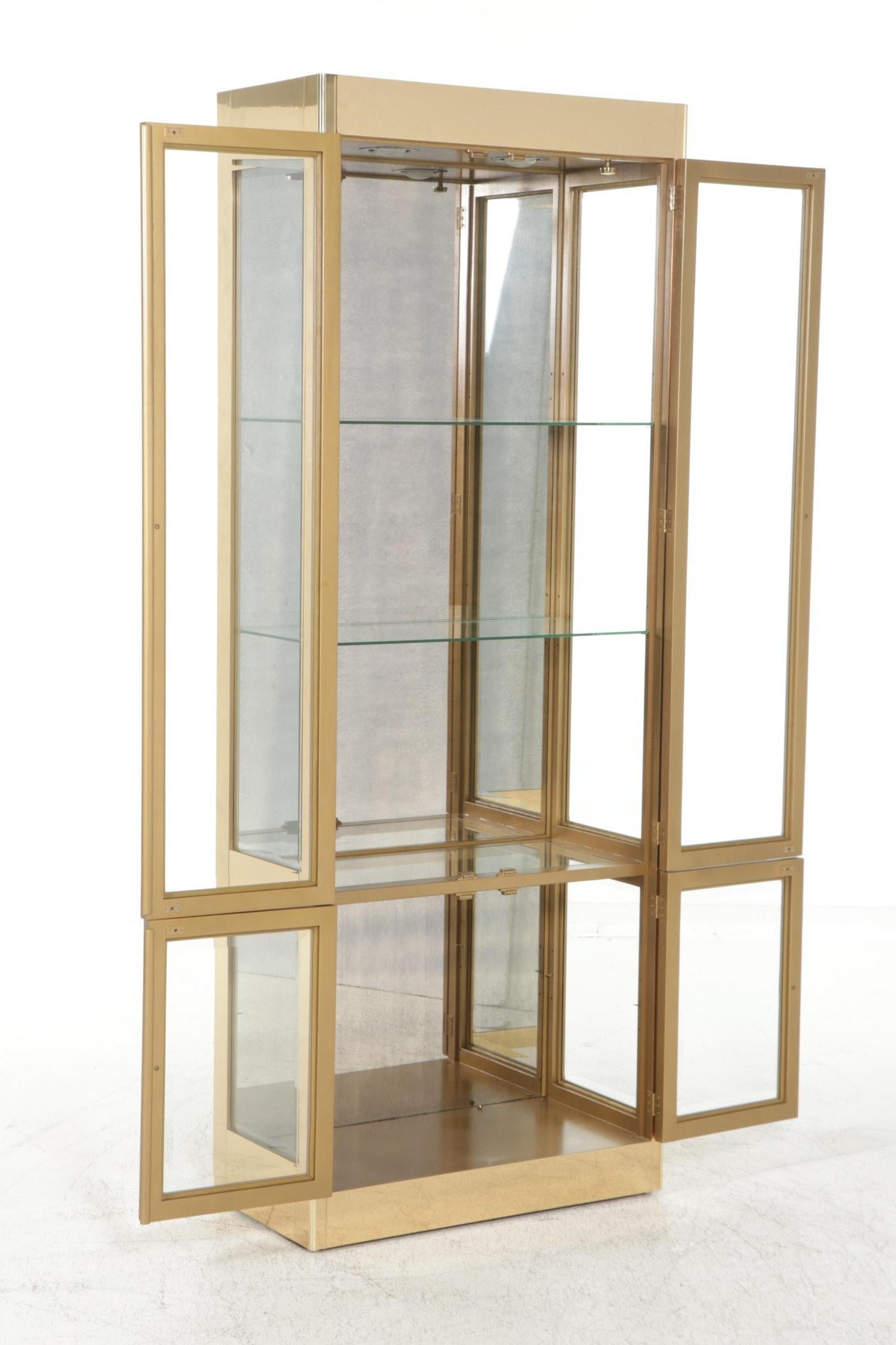 Mid-Century Modern Vintage Brass Display Cabinets by Mastercraft