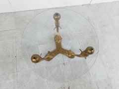 Vintage brass dolphin  coffee table, 1970s
