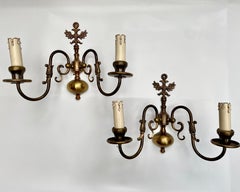 Vintage Brass Double-Headed Eagle Sconces Massive Lighting Set Belgium, 1970s