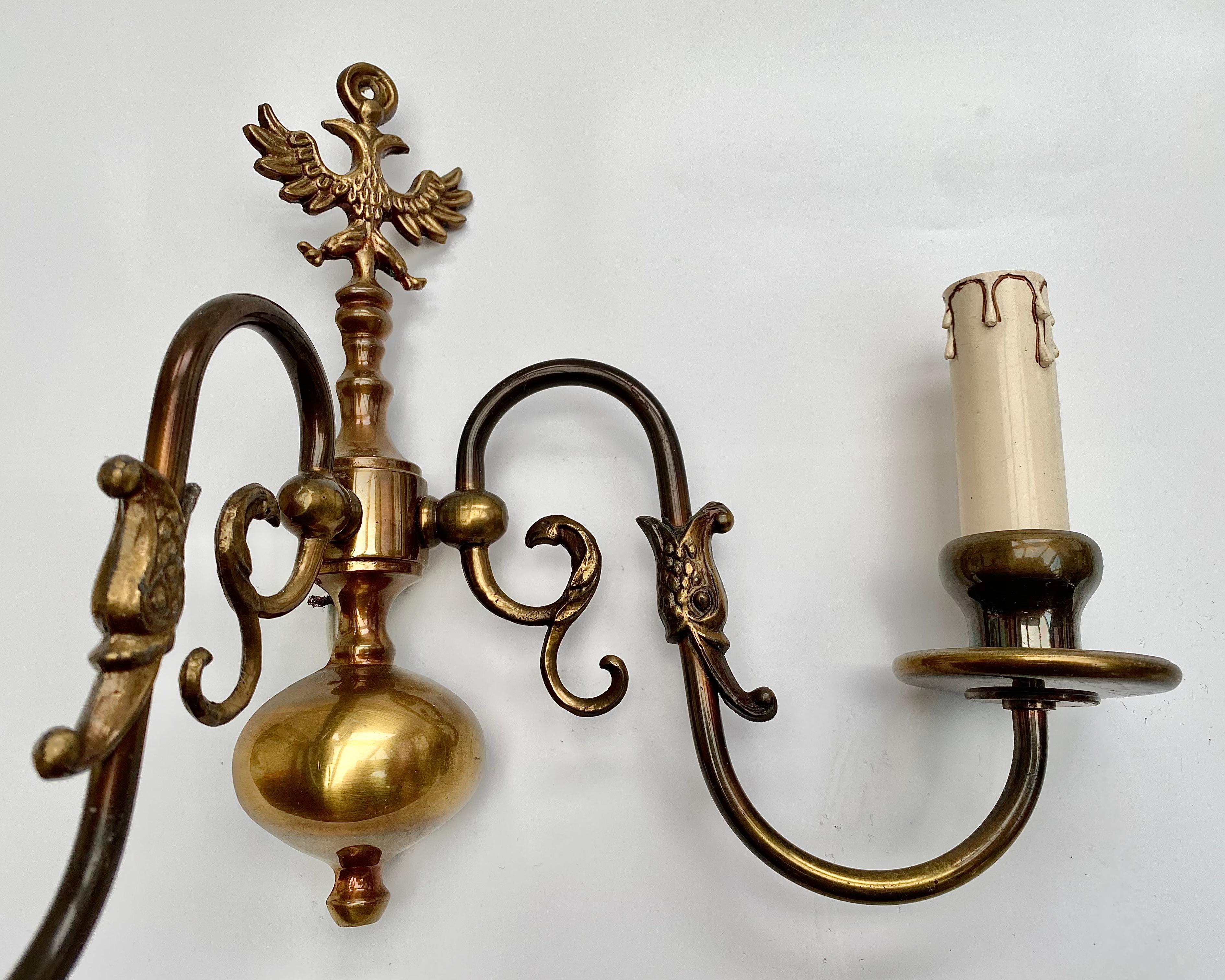 Vintage Brass Double-Headed Eagle Sconces Massive Lighting Set Belgium, 1970s (Ende des 20. Jahrhunderts) im Angebot