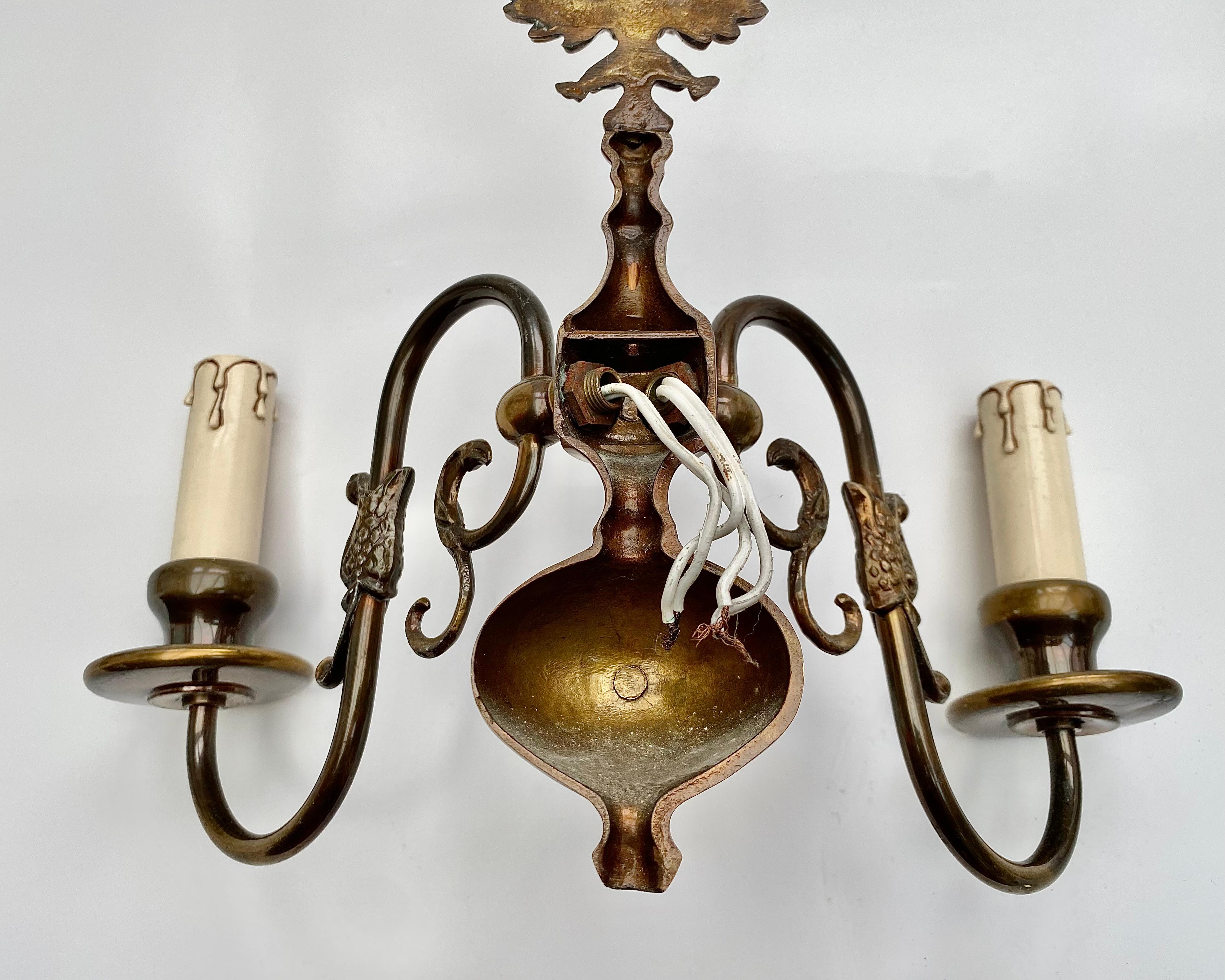 Vintage Brass Double-Headed Eagle Sconces Massive Lighting Set Belgium, 1970s (Messing) im Angebot