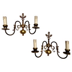 Vintage Brass Double-Headed Eagle Sconces Massive Lighting Set Belgium, 1970s