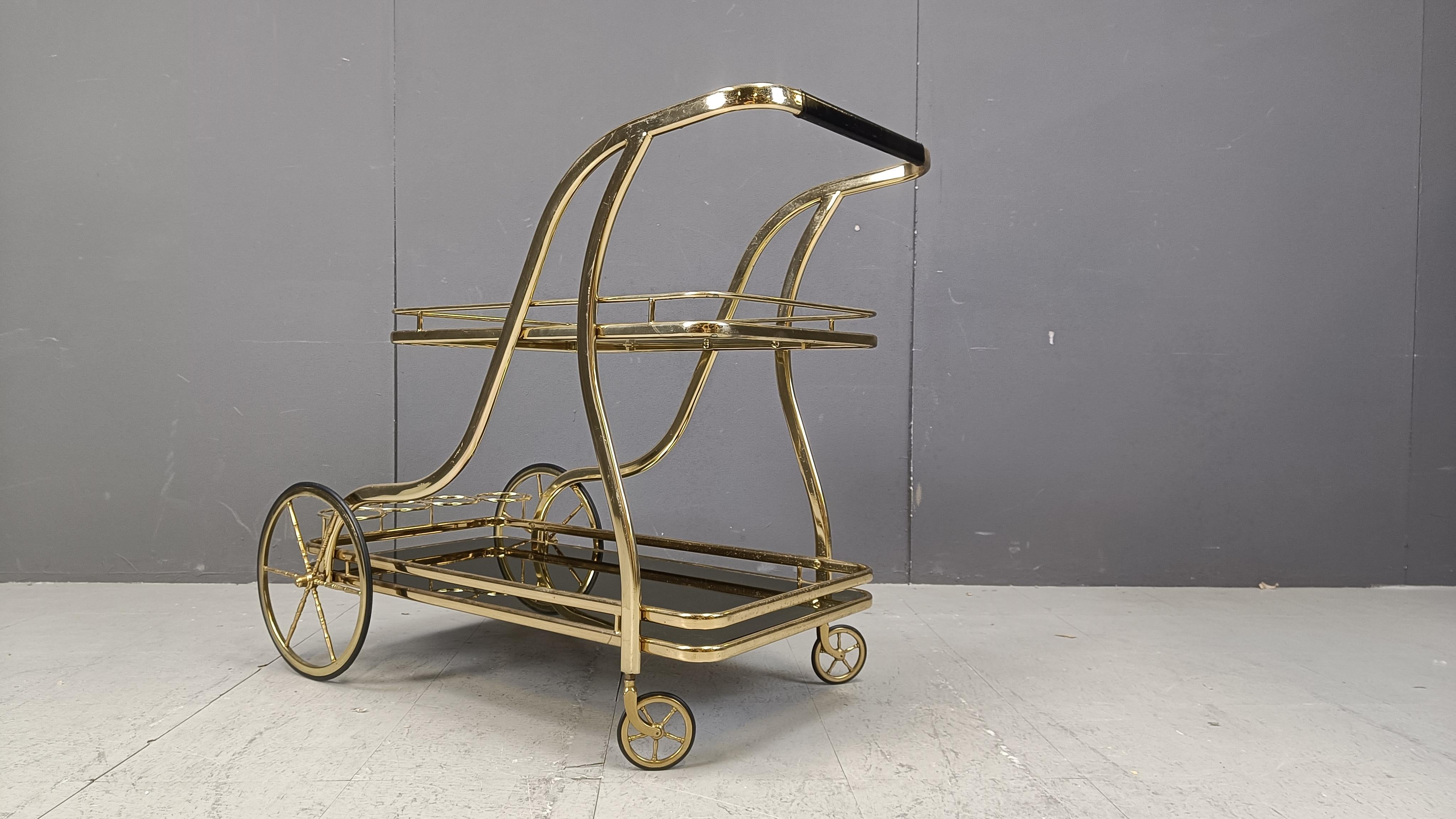 Chariot pour boissons vintage en laiton, années 1970 en vente 4
