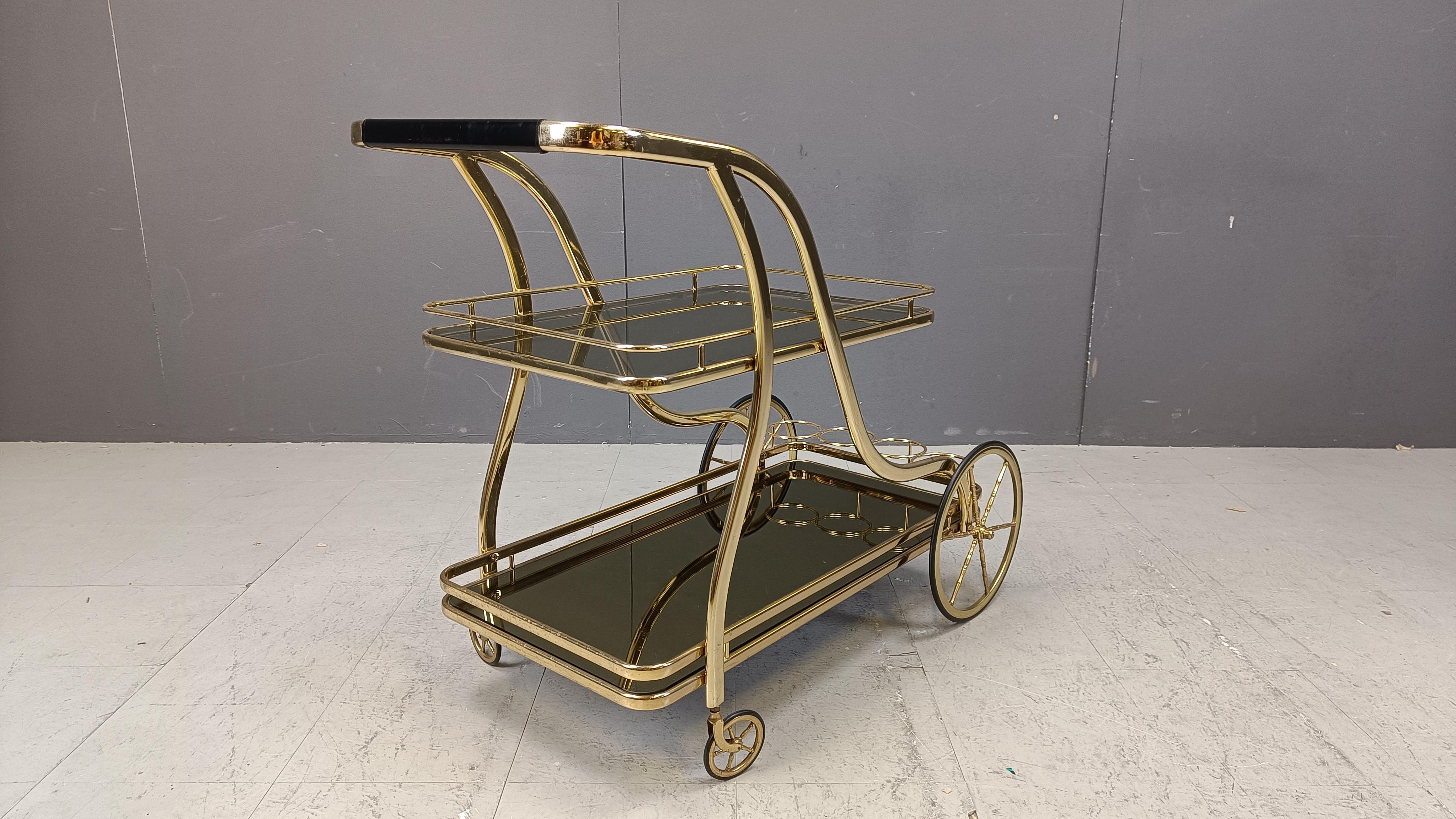 Laiton Chariot pour boissons vintage en laiton, années 1970 en vente