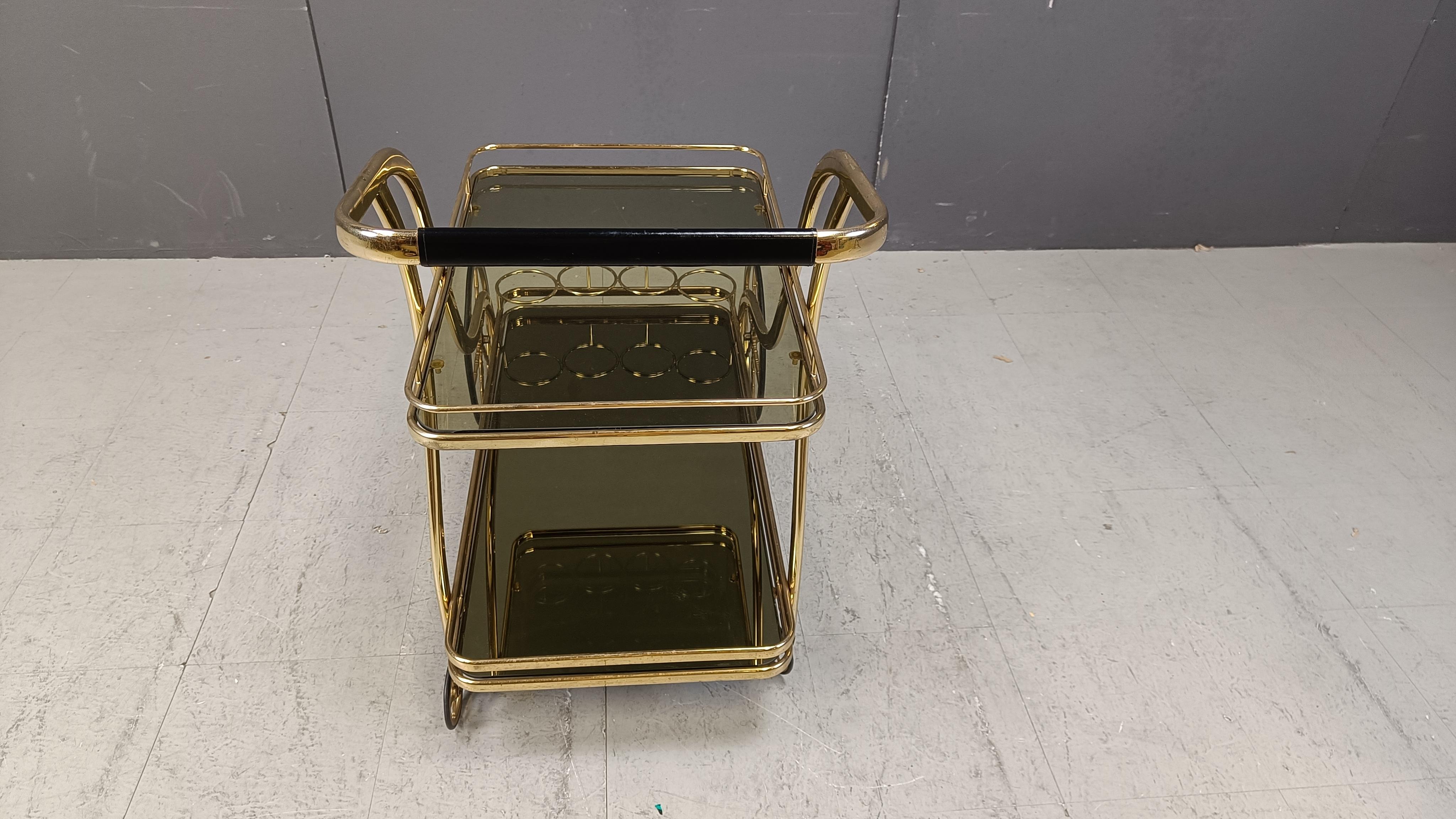 Chariot pour boissons vintage en laiton, années 1970 en vente 2