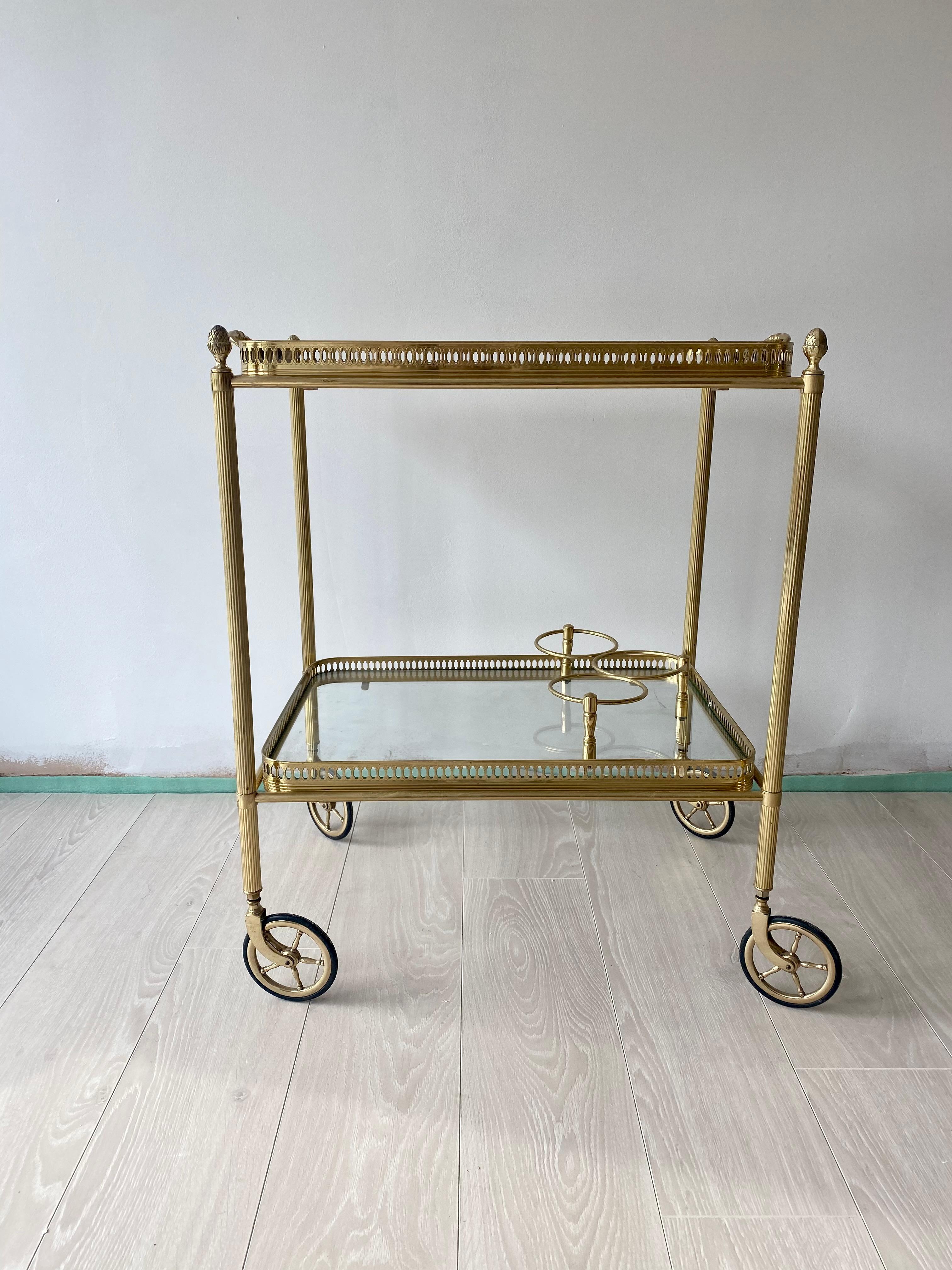 antique brass drinks trolley