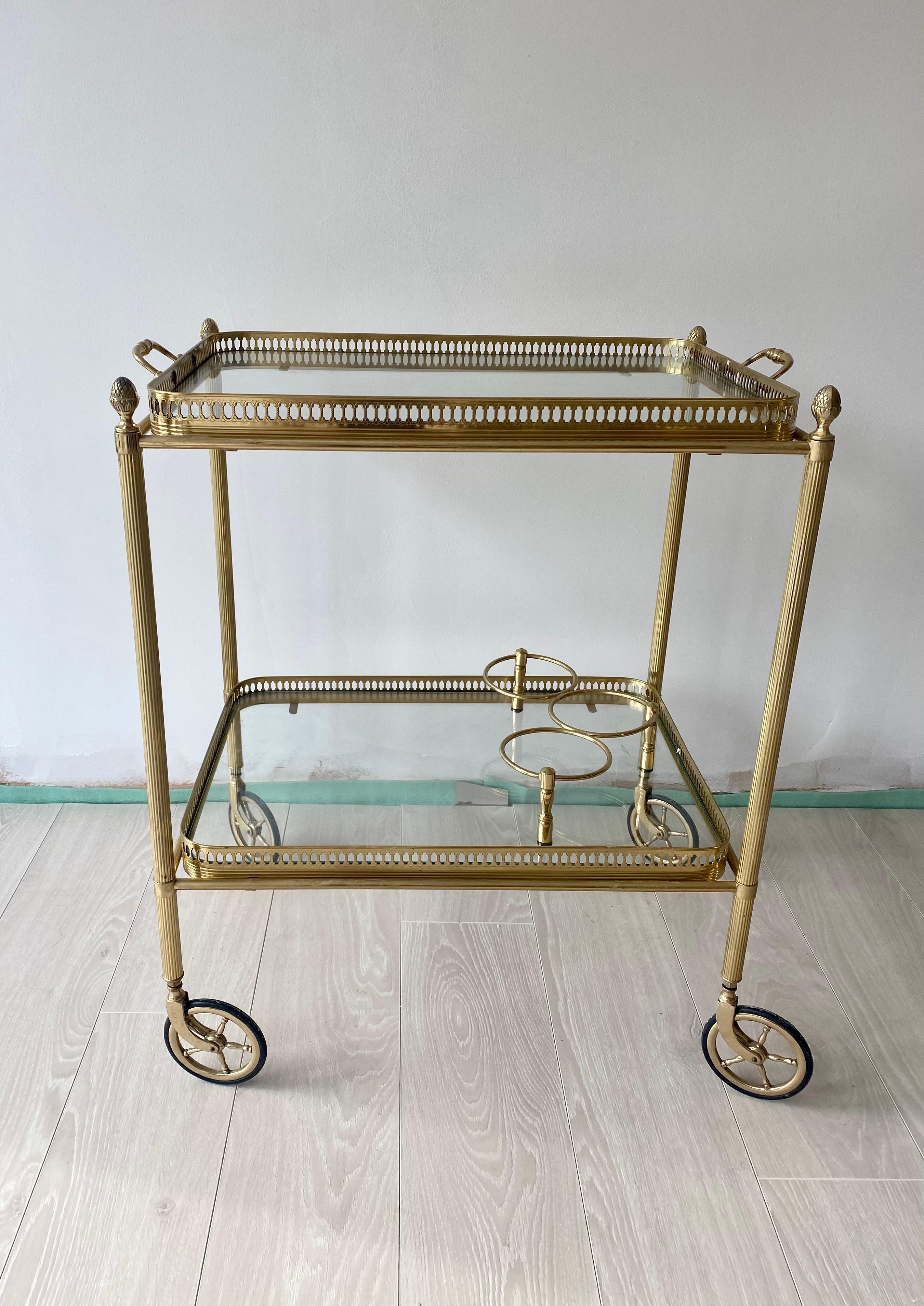 vintage brass bar cart