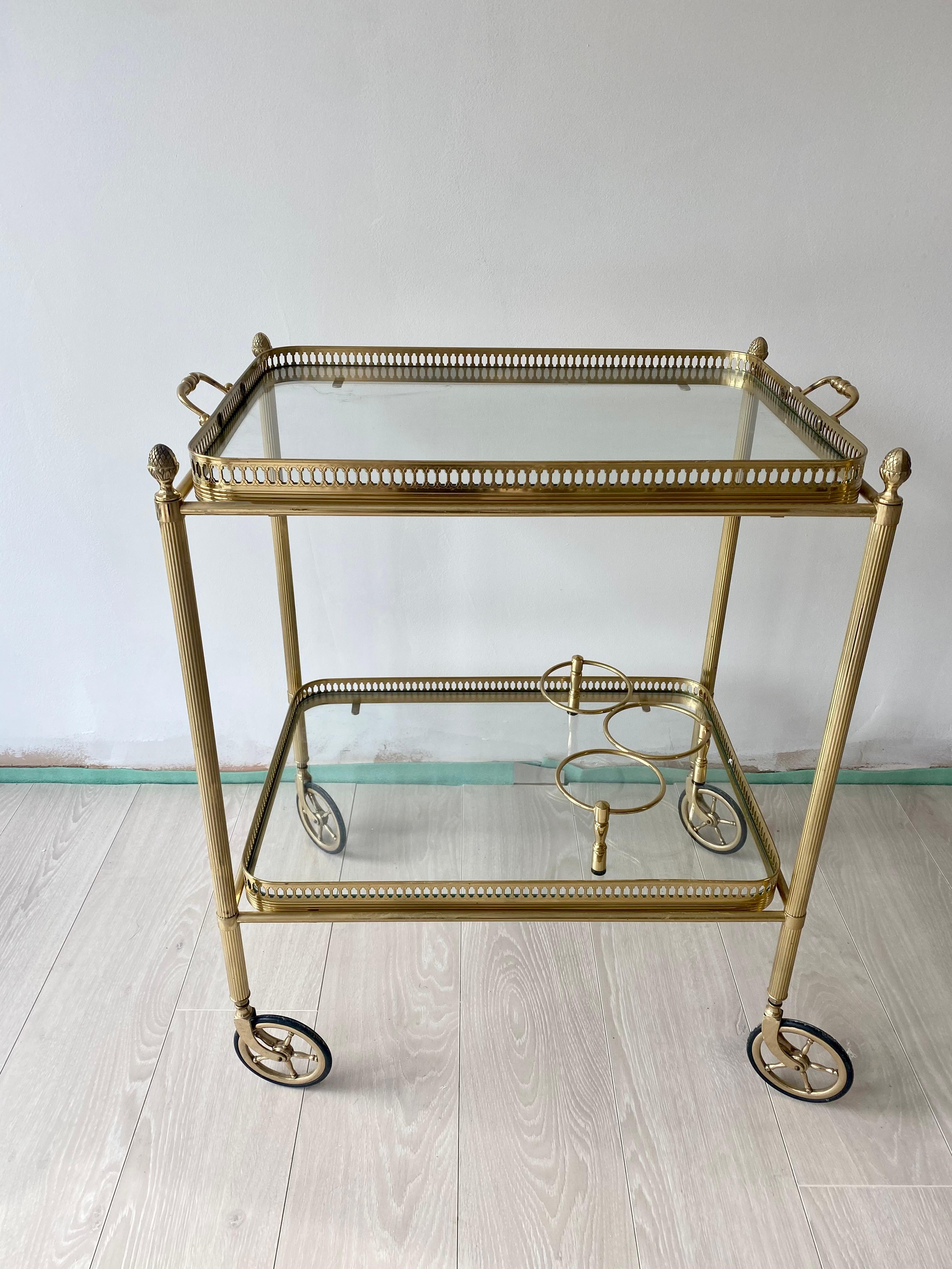 antique brass bar cart