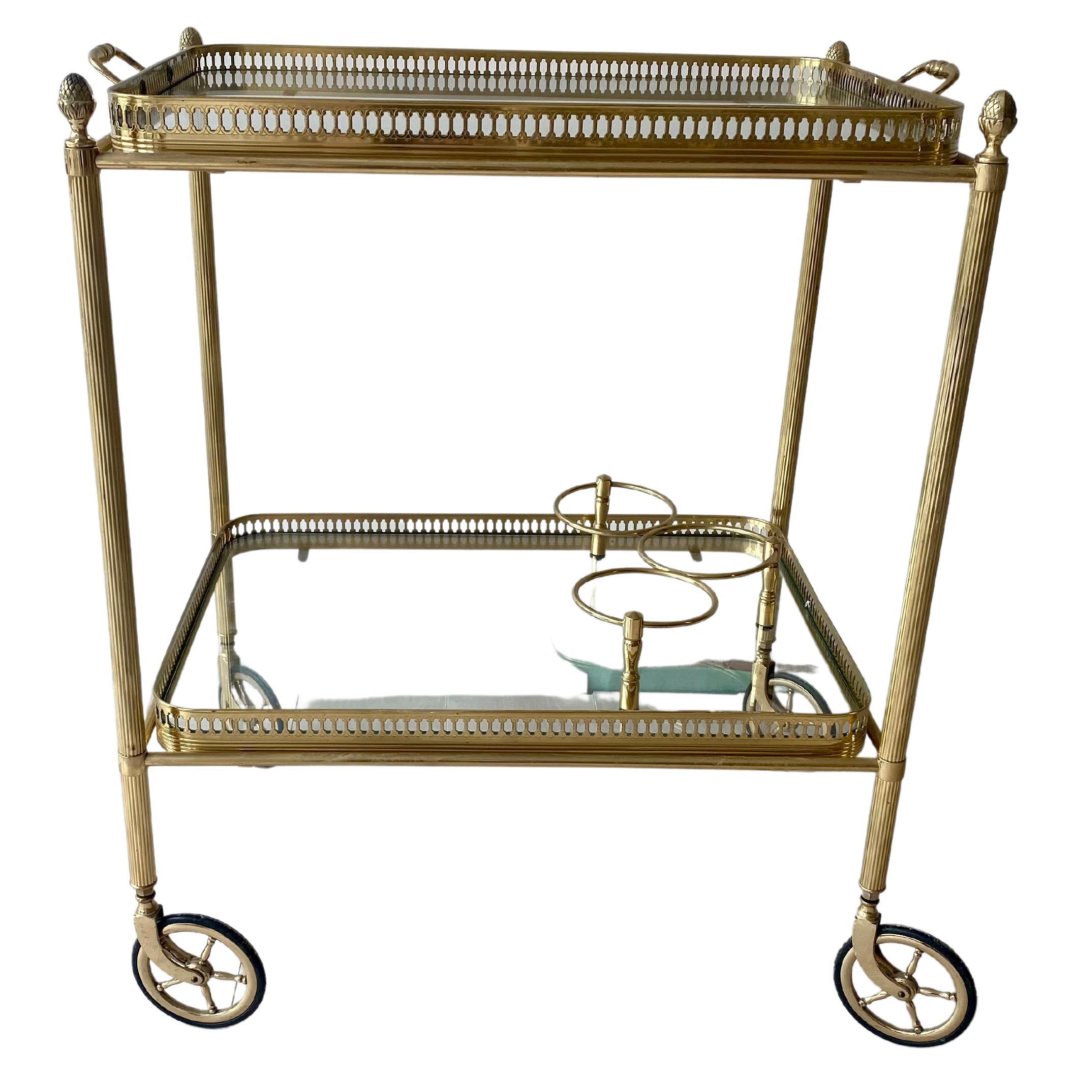 Vintage Brass Drinks Trolley Bar Cart