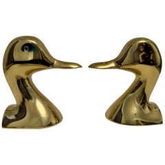 Vintage Brass Duck Bookends by Virginia Metalcrafters, USA