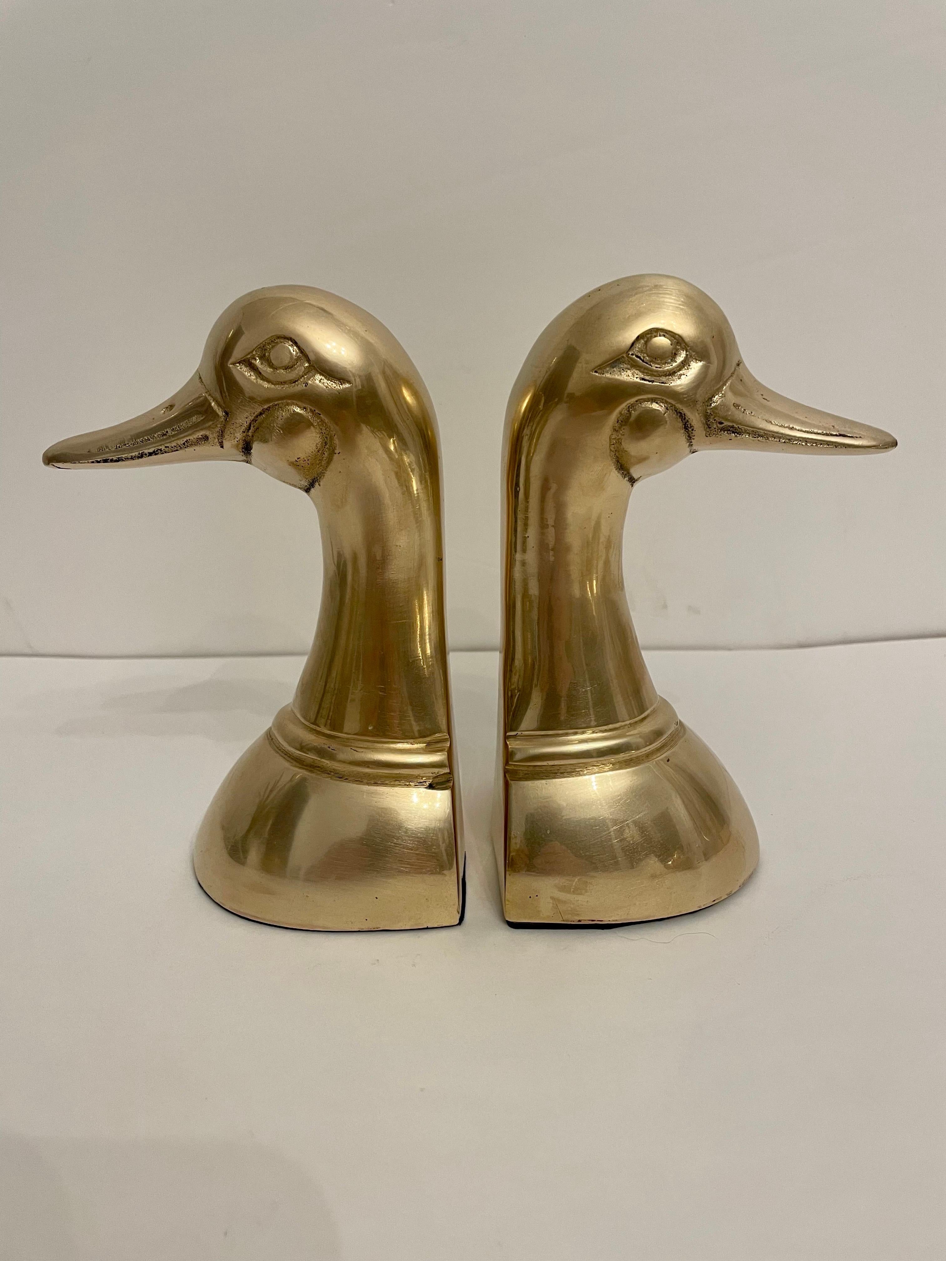 Vintage Brass Duck Bookends In Good Condition In New York, NY