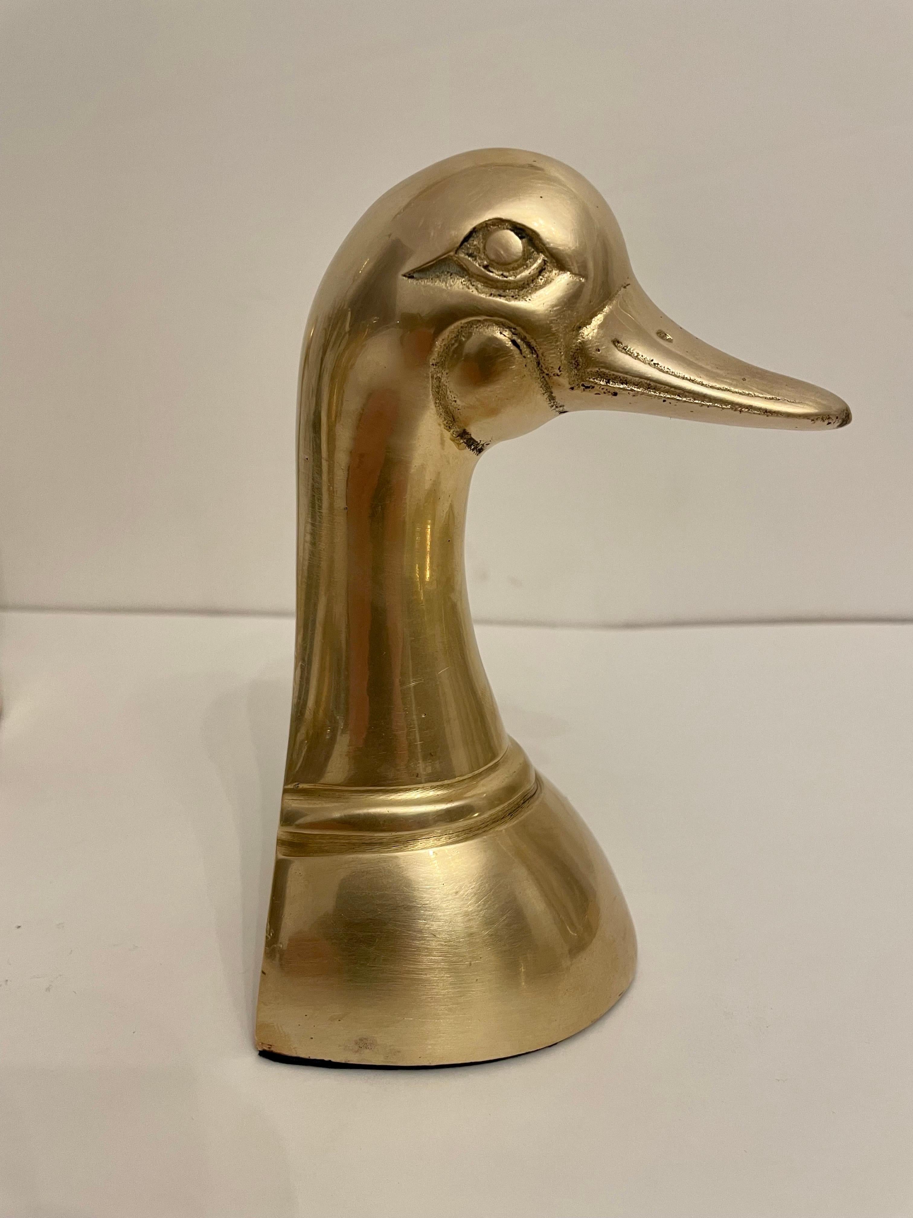 20th Century Vintage Brass Duck Bookends