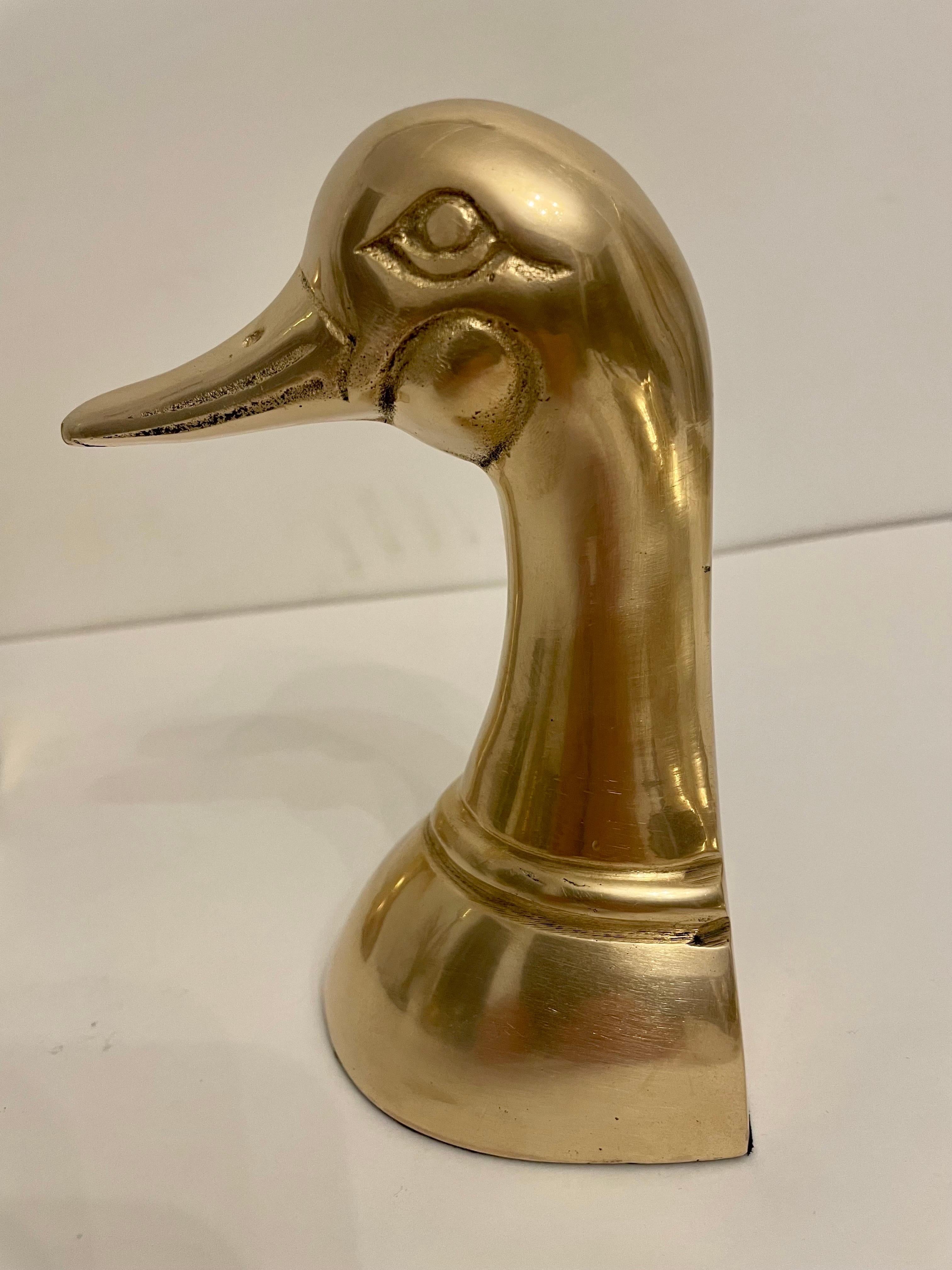 Vintage Brass Duck Bookends 1