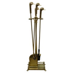 Vintage Brass Duck Goose Mallard Head Hearthware Fireplace Tool Set 32"