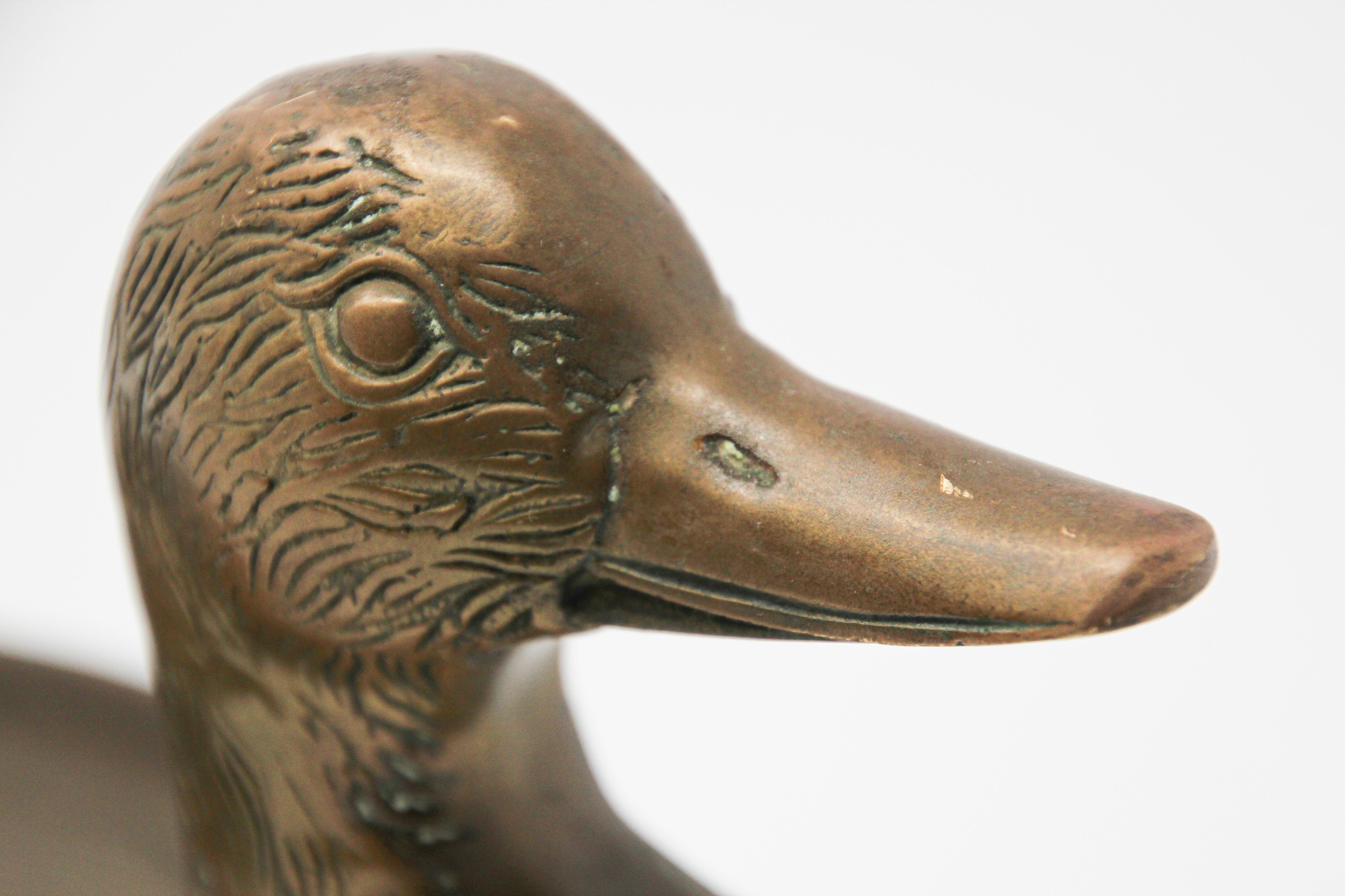 Vintage Brass Duck Head Vide Poche Trinket Valet Tray For Sale 1