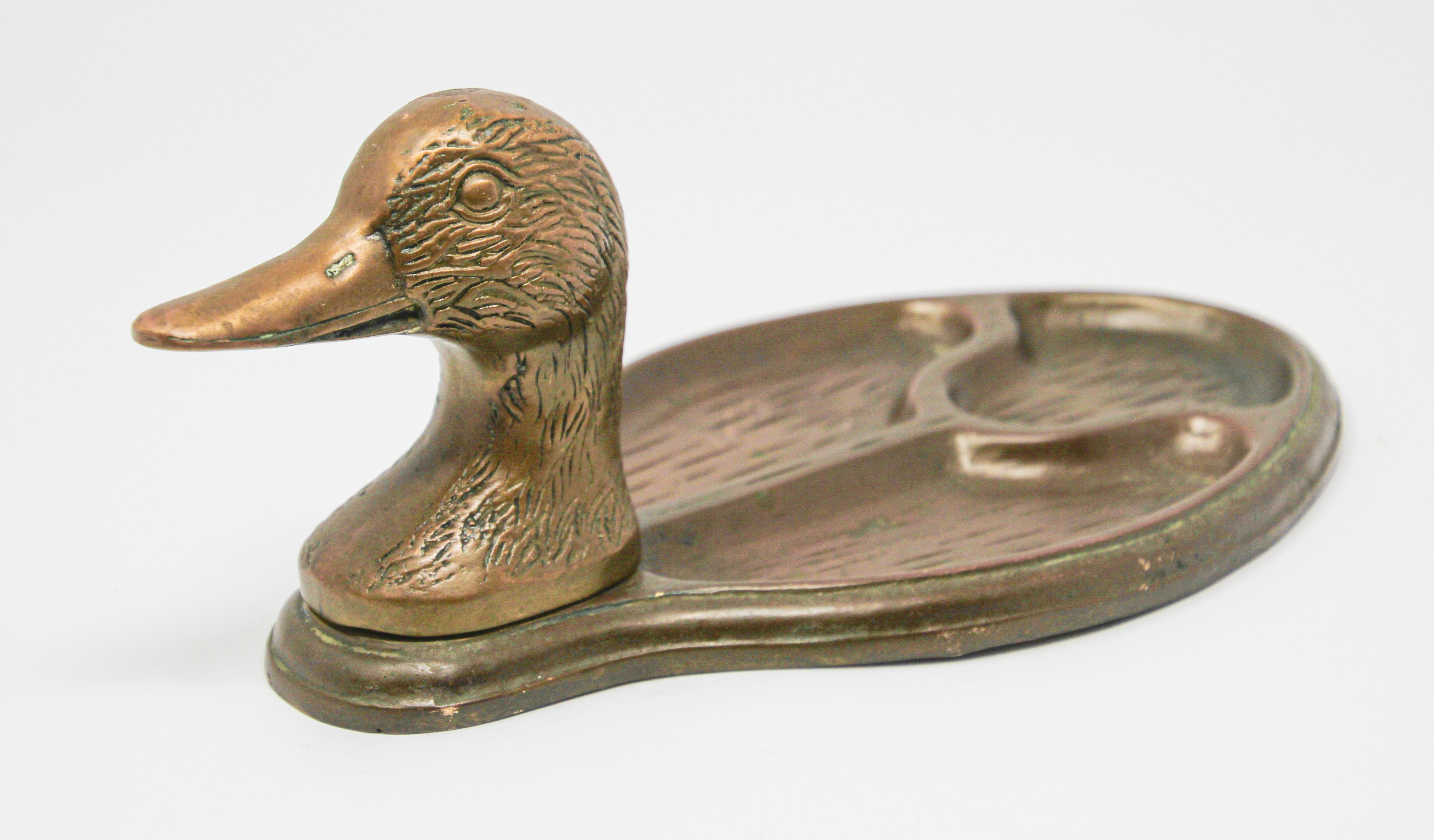 Vintage Brass Duck Head Vide Poche Trinket Valet Tray For Sale 2