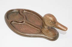 Vintage Brass Duck Head Vide Poche Trinket Valet Tray