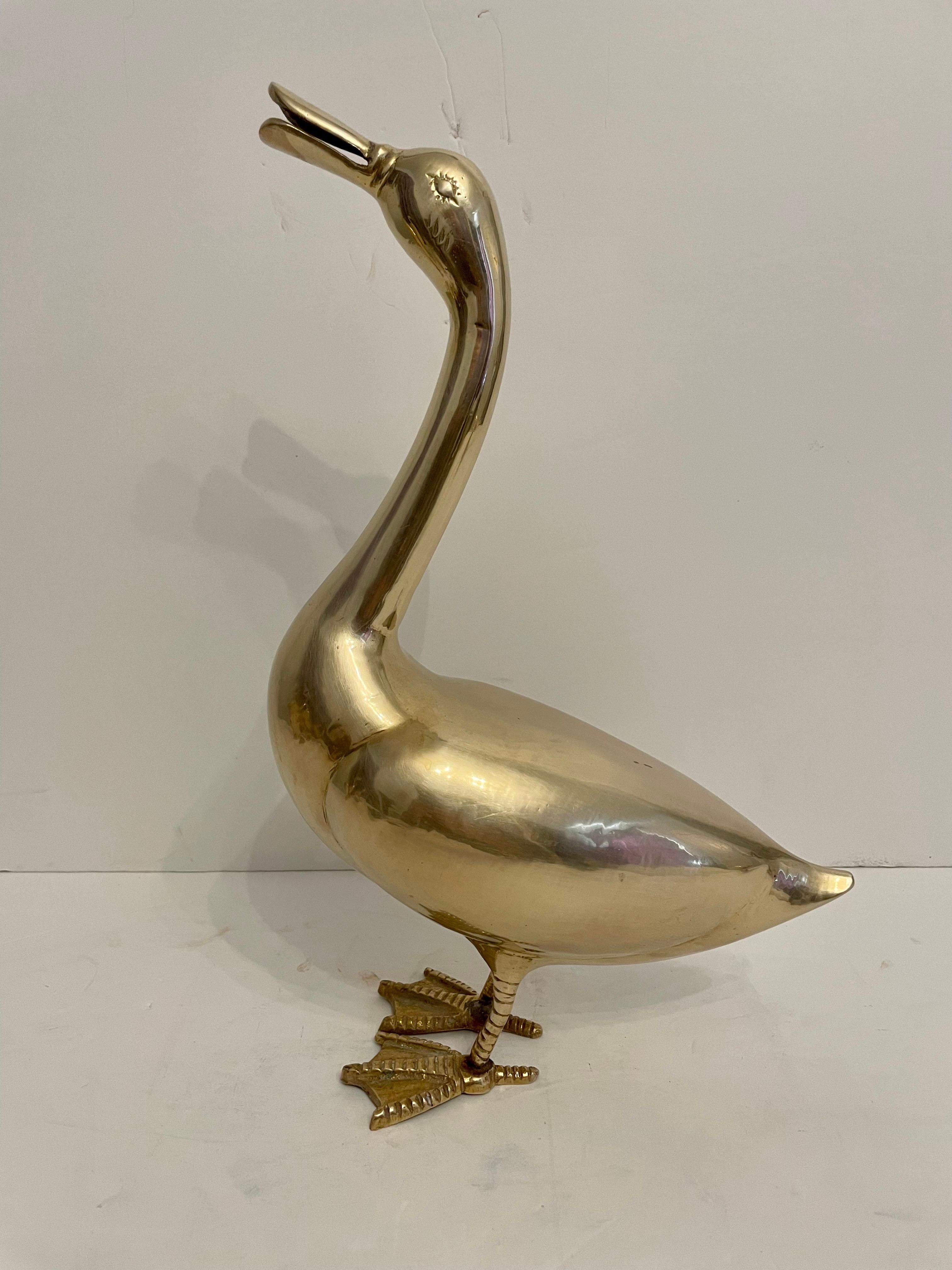 Hollywood Regency Vintage Brass Duck Sculpture