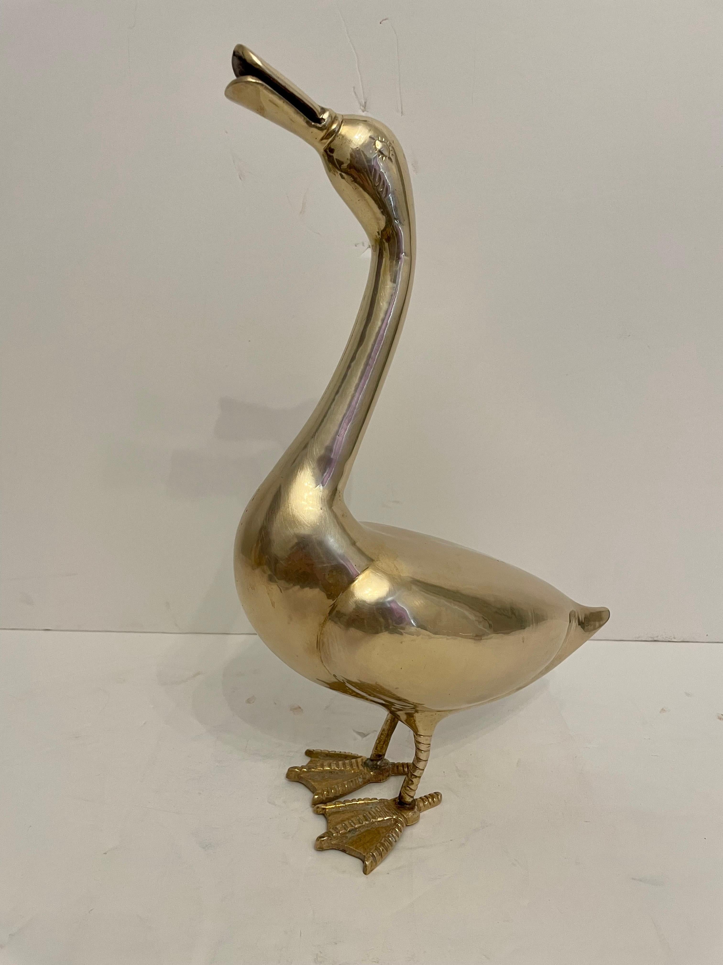Cast Vintage Brass Duck Sculpture