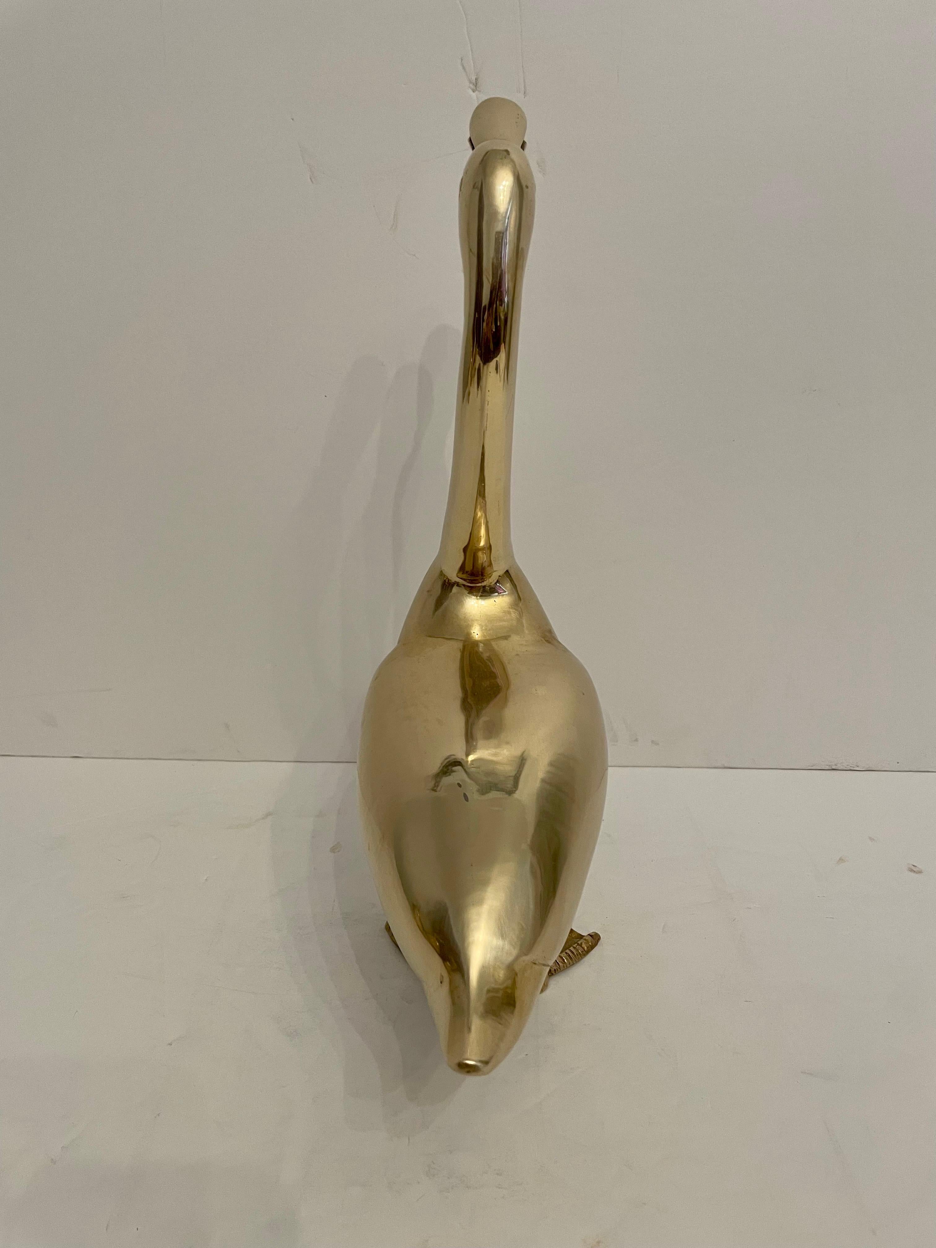 Vintage Brass Duck Sculpture In Good Condition In New York, NY