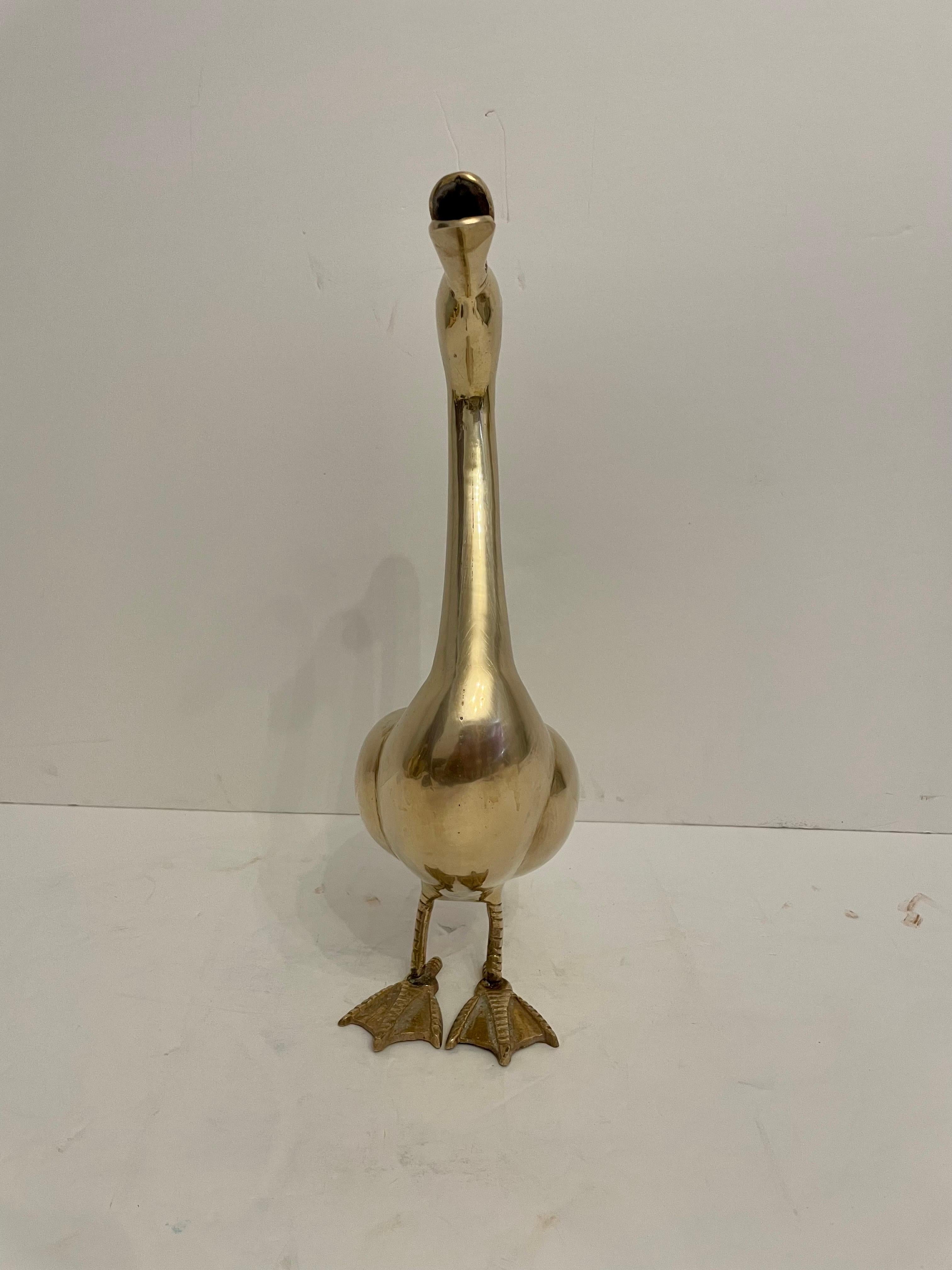 20th Century Vintage Brass Duck Sculpture
