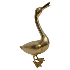 Vintage Brass Duck Sculpture