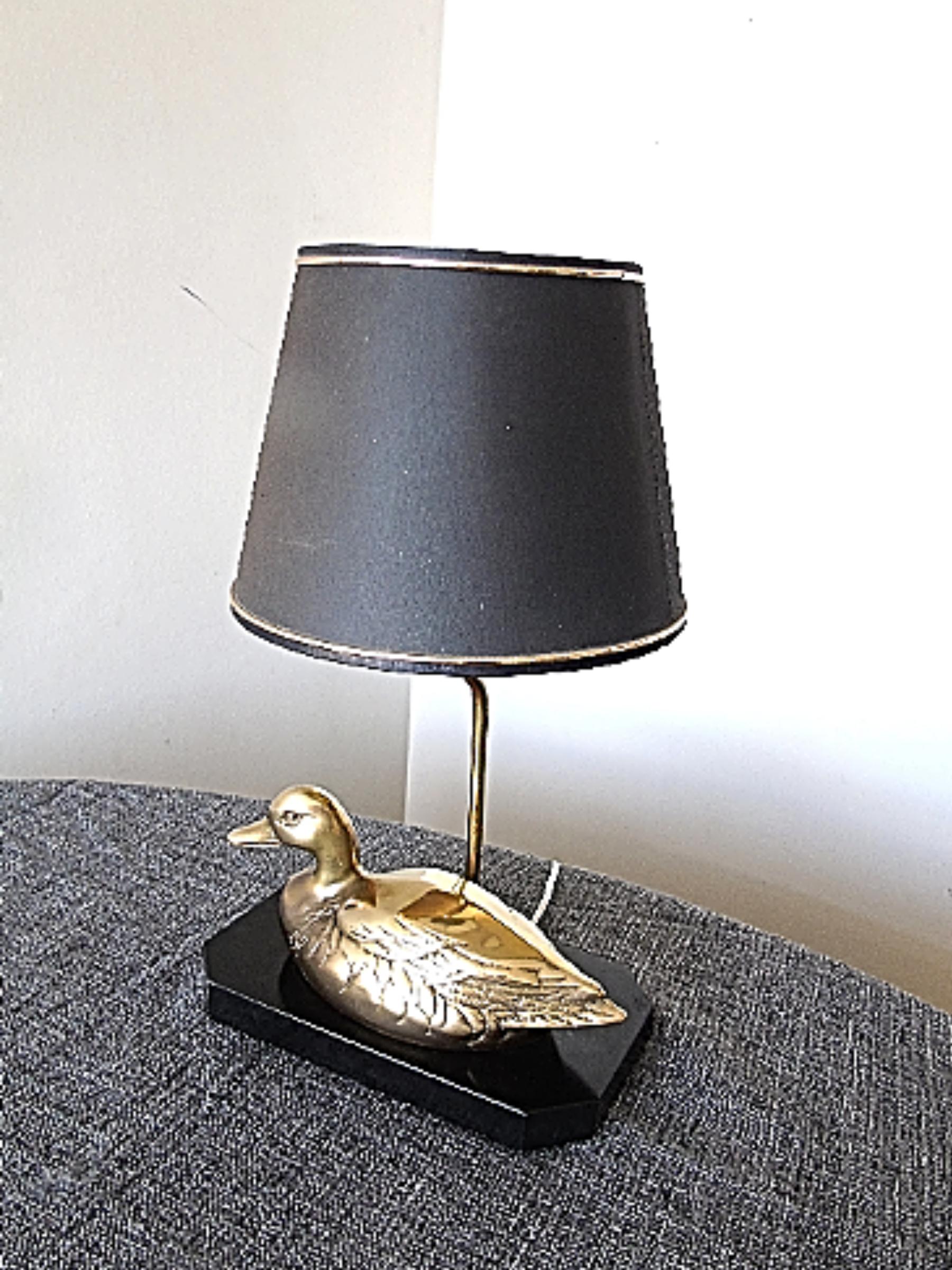 vintage brass duck lamp