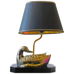 Vintage Brass Duck Table Lamp, 1970s