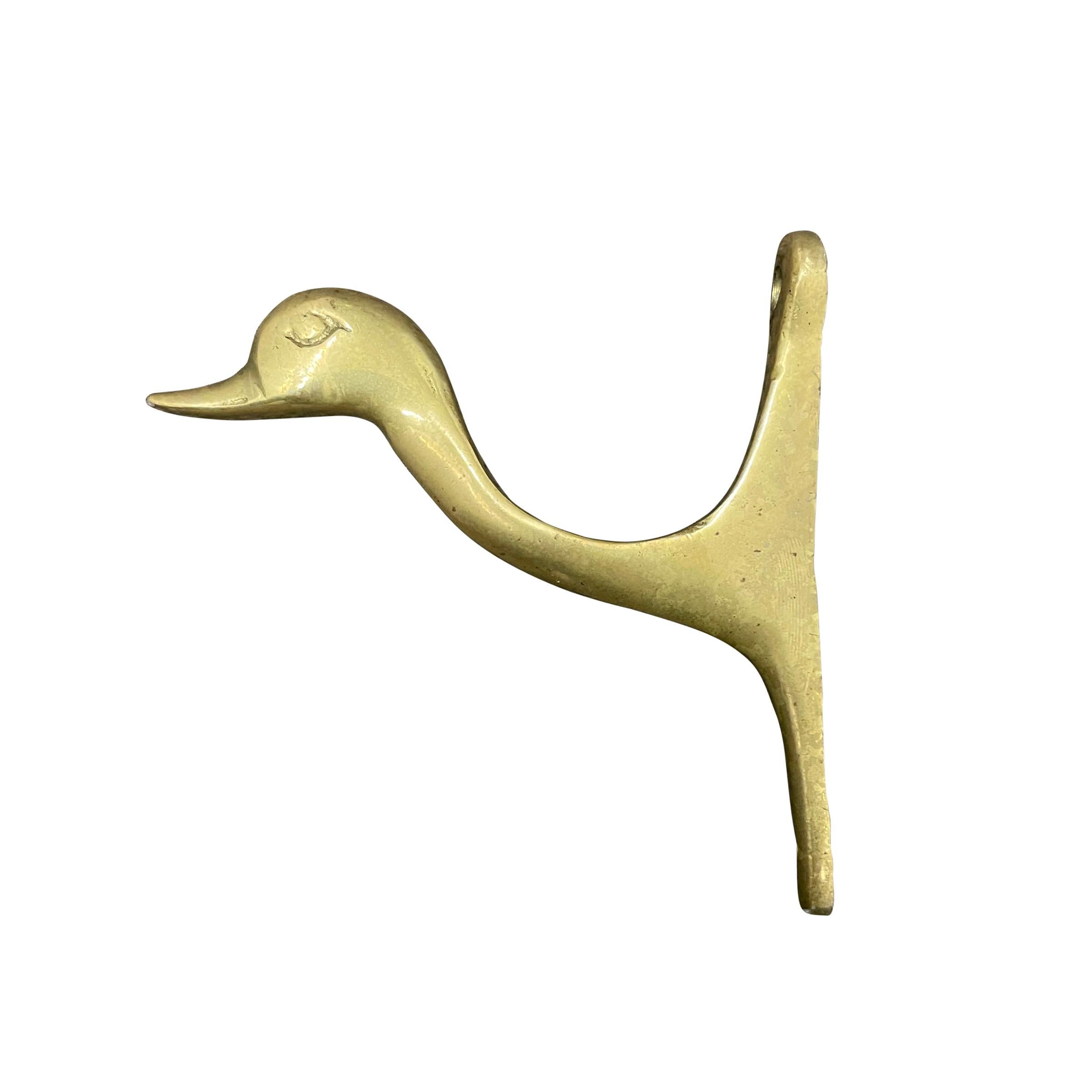 Cast Vintage Brass Duck Wall Hook