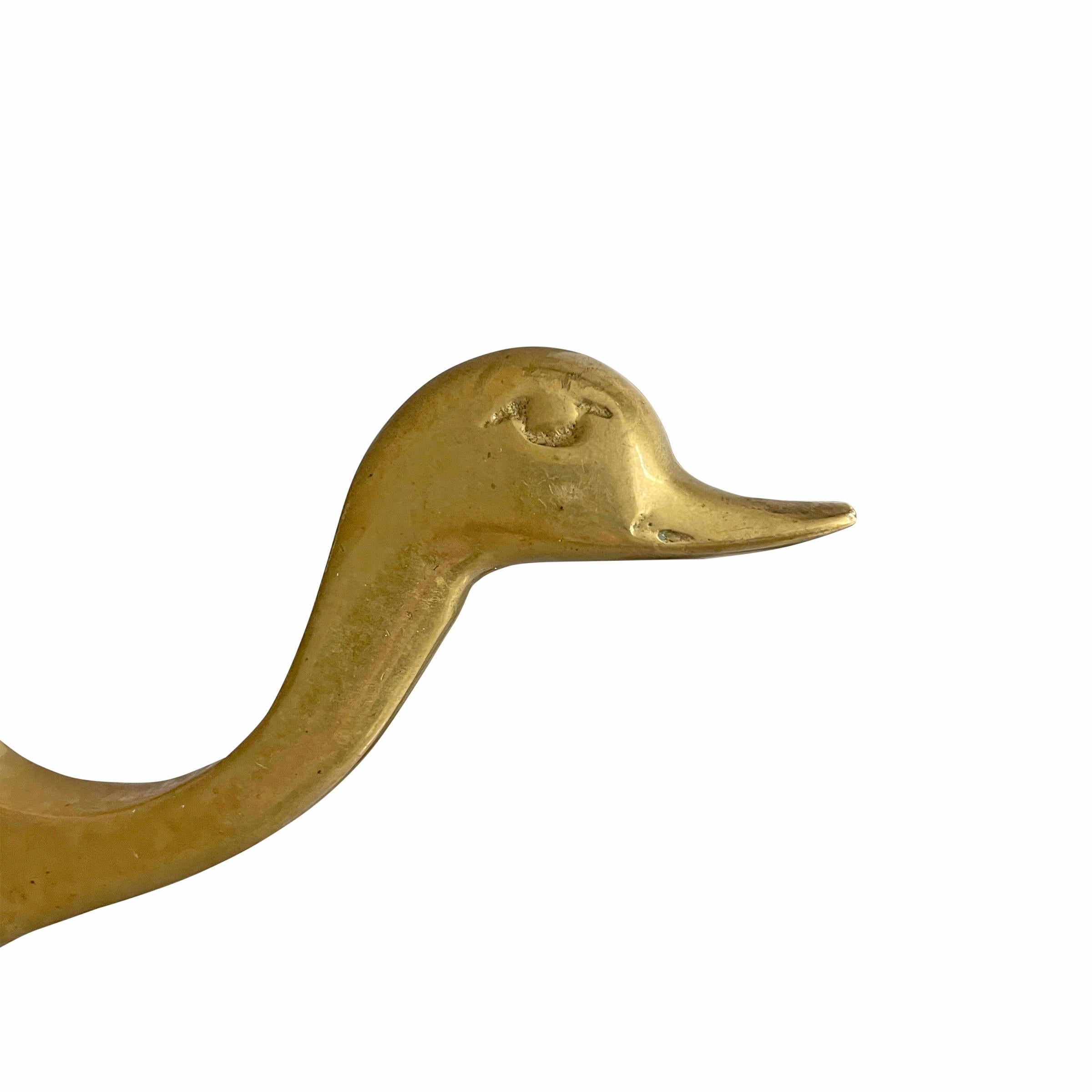 Vintage Brass Duck Wall Hook In Good Condition In Chicago, IL