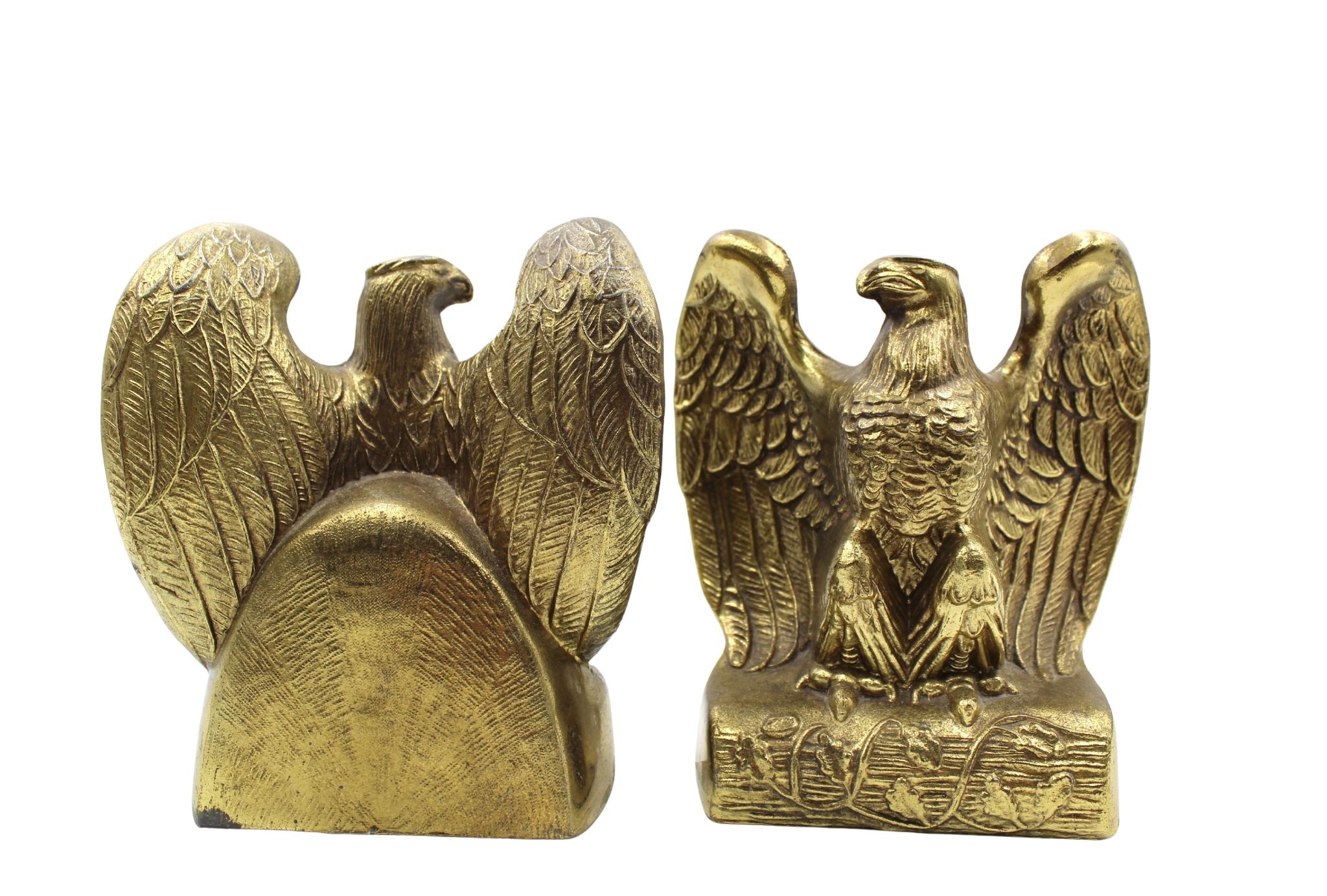 Vintage Brass Eagle Bookends In Good Condition For Sale In Colorado Springs, CO