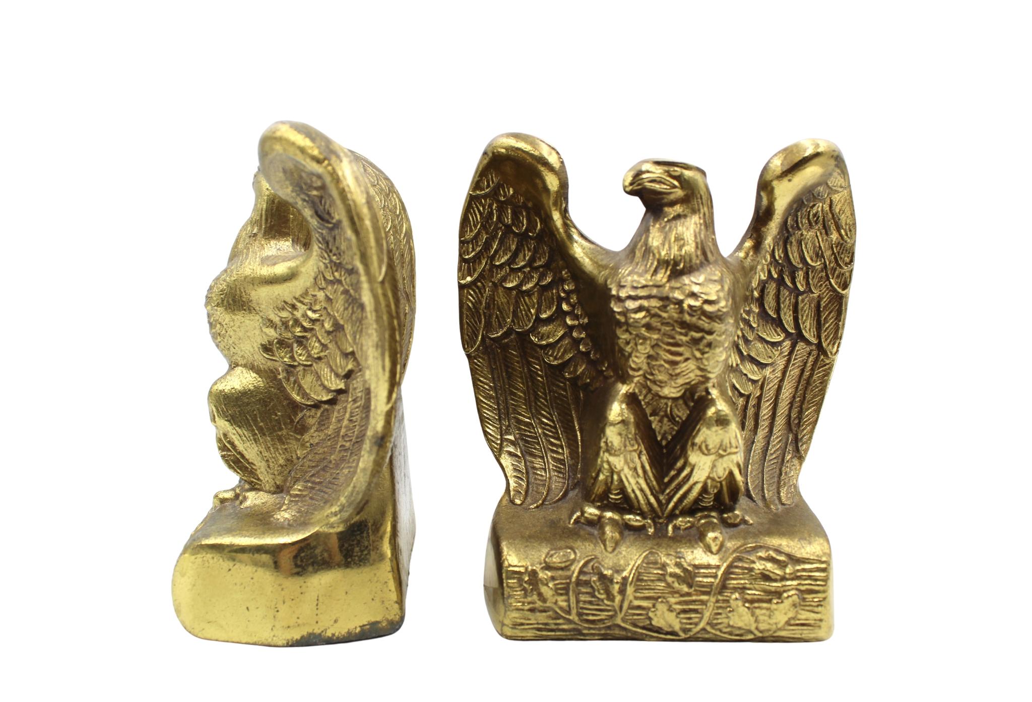 20th Century Vintage Brass Eagle Bookends For Sale
